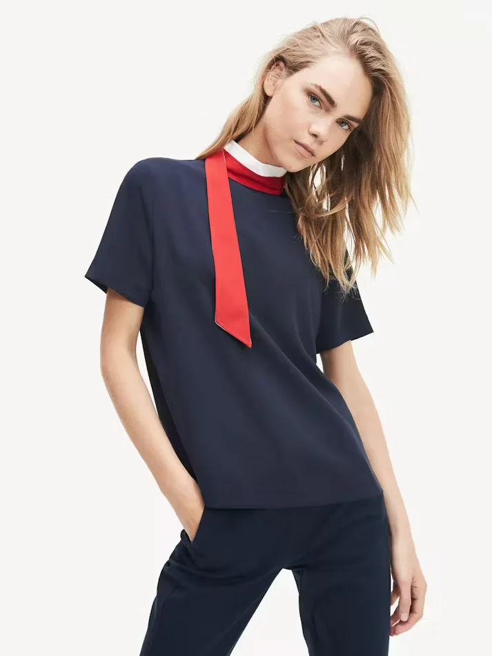 Tommy Hilfiger - Ribbon Detail Relaxed Fit Blouse - Image 4