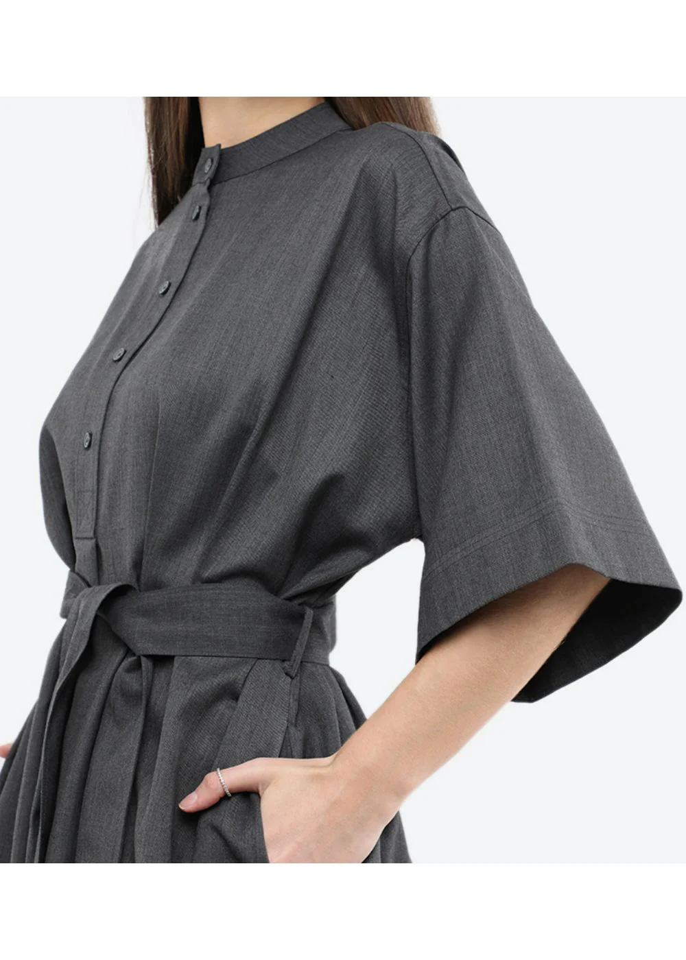 Calvin klein - wool flannel belted shirt dress - Image 4