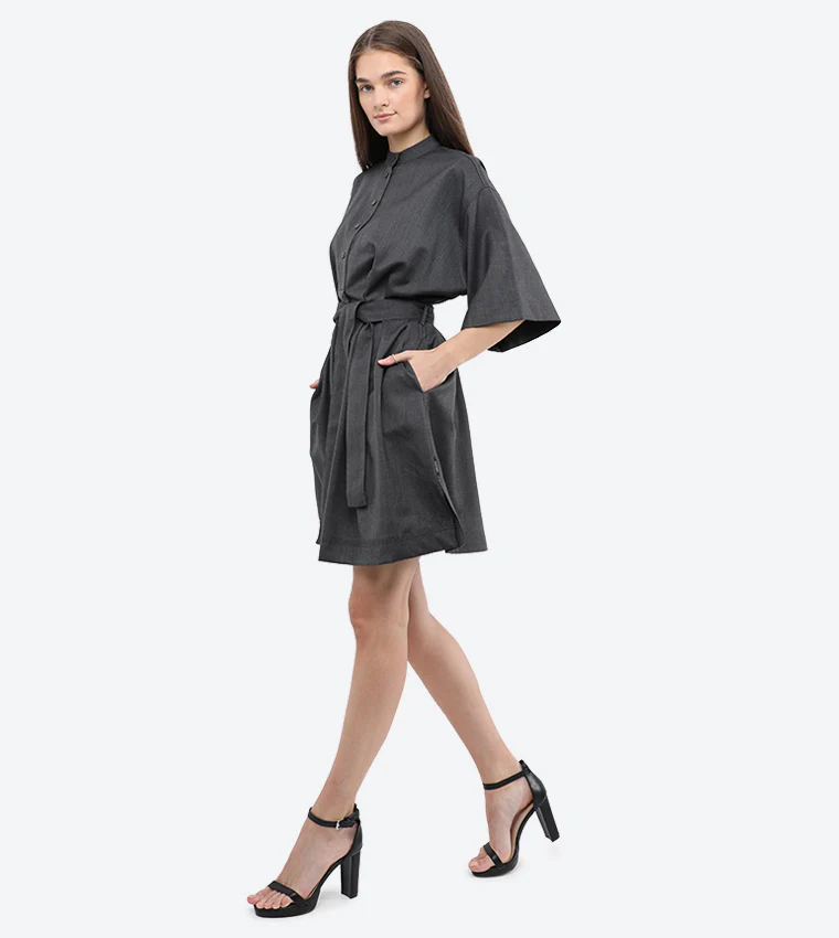 Calvin klein - wool flannel belted shirt dress - Image 5