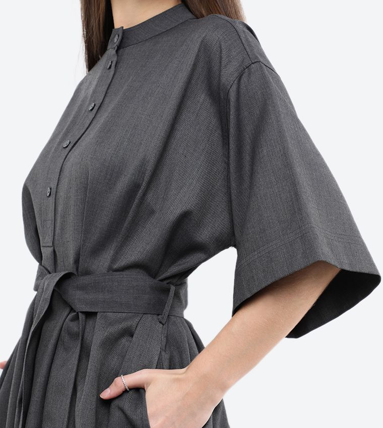 Calvin klein - wool flannel belted shirt dress - Image 6