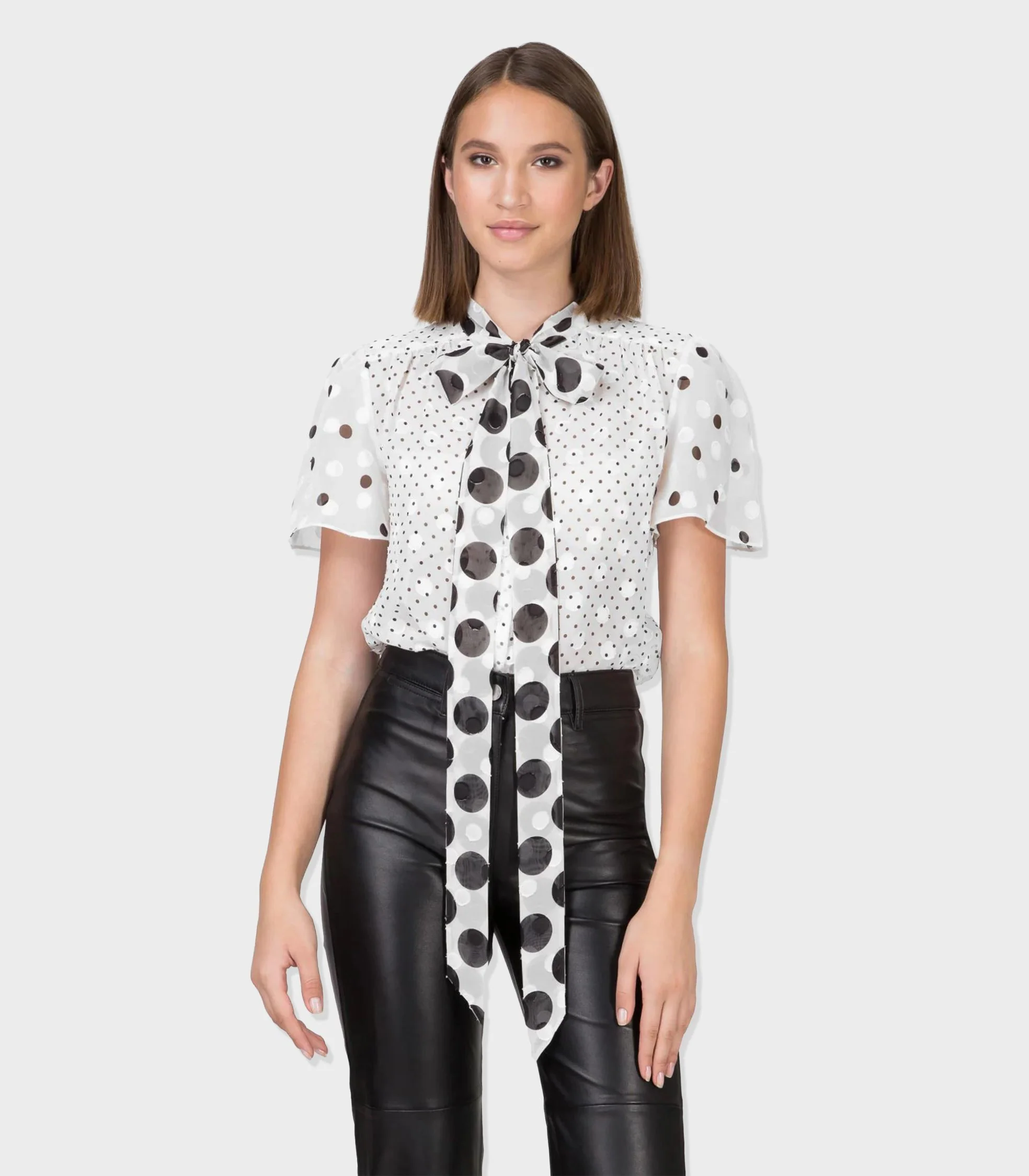Tommy Hilfiger - Women's Zendaya Polka Dot Tie Nck Blouse - Image 4