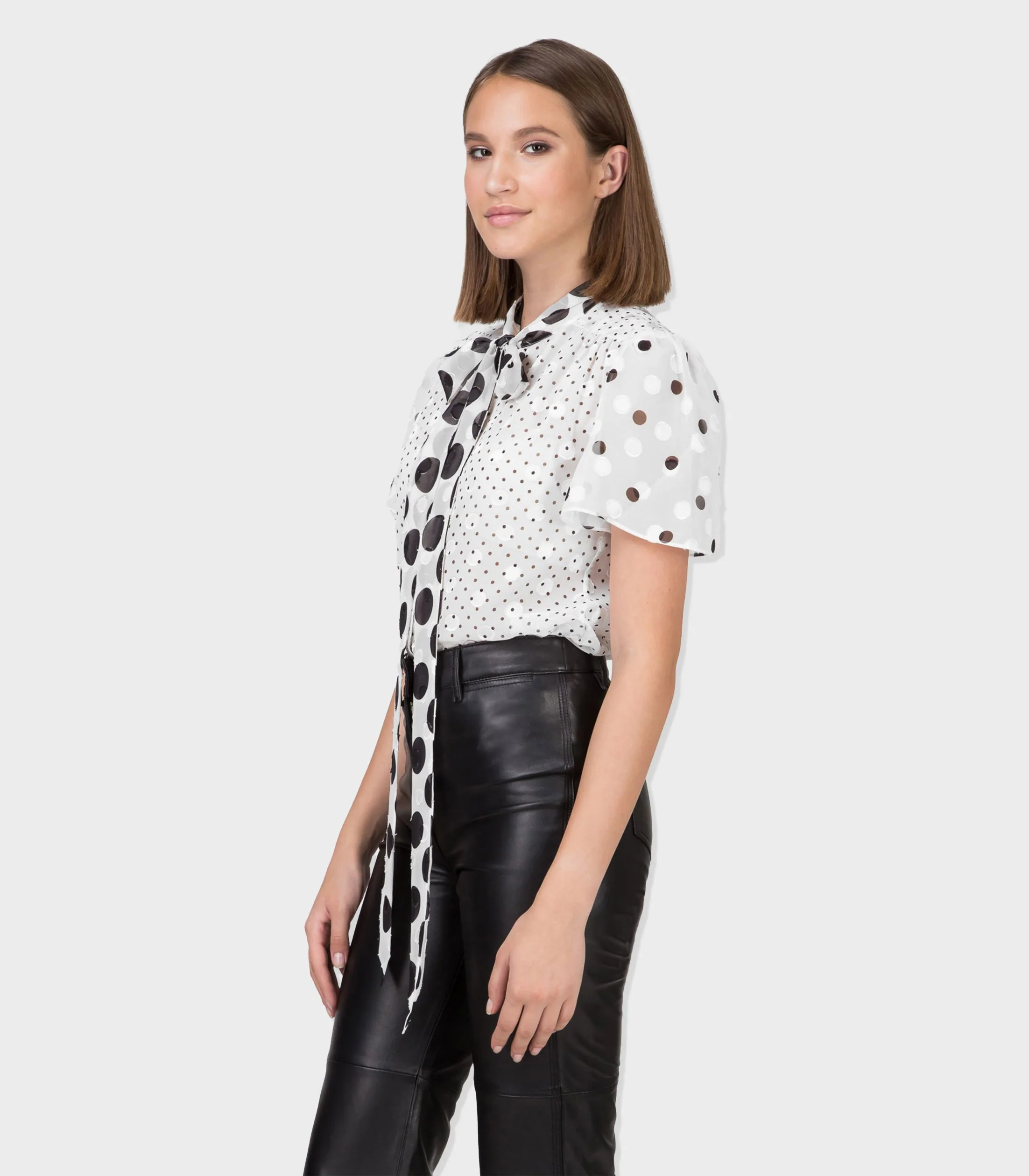 Tommy Hilfiger - Women's Zendaya Polka Dot Tie Nck Blouse - Image 5