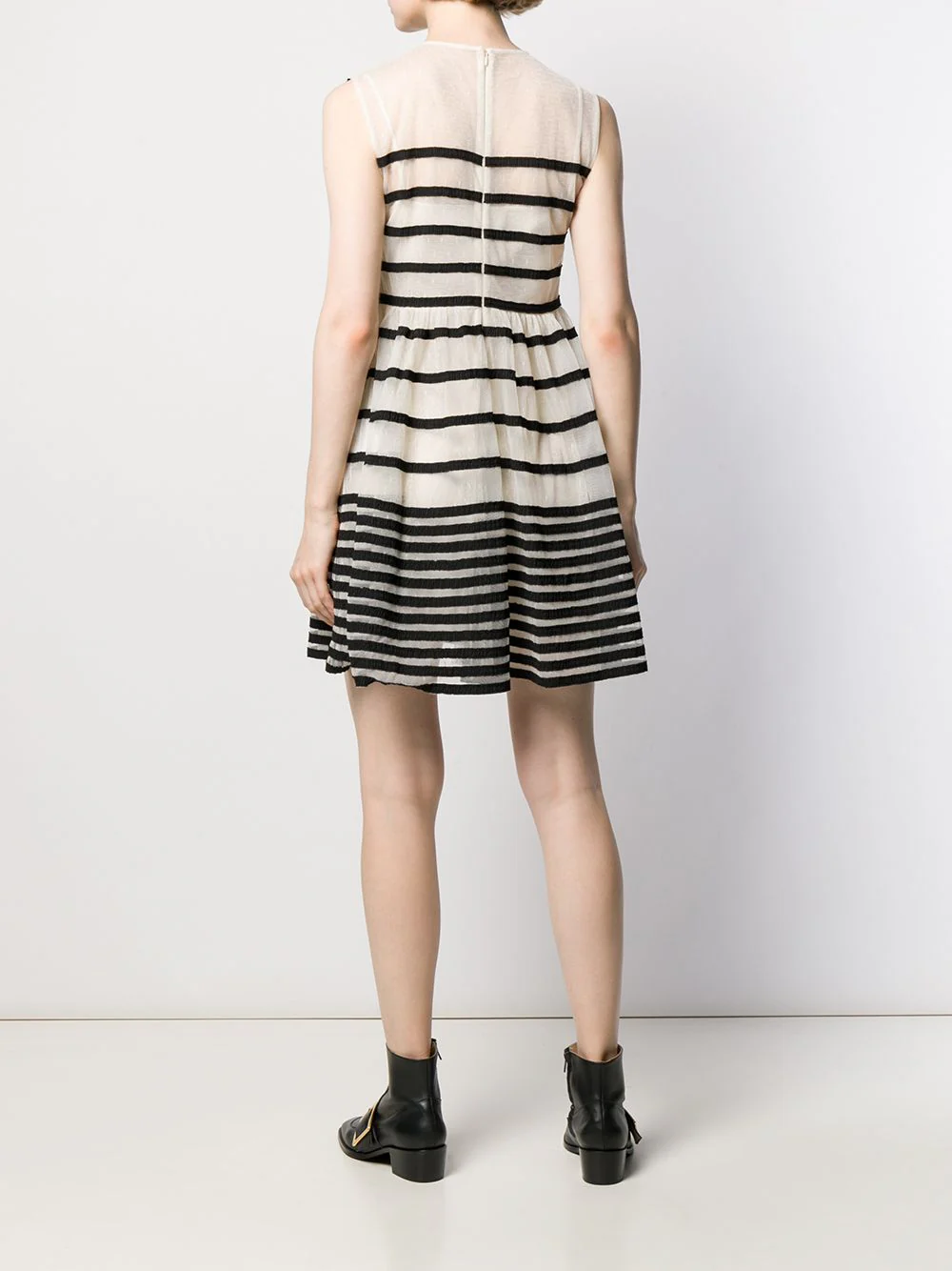Red Valentino - Striped Bow Appliqué Mini Dress - Image 4