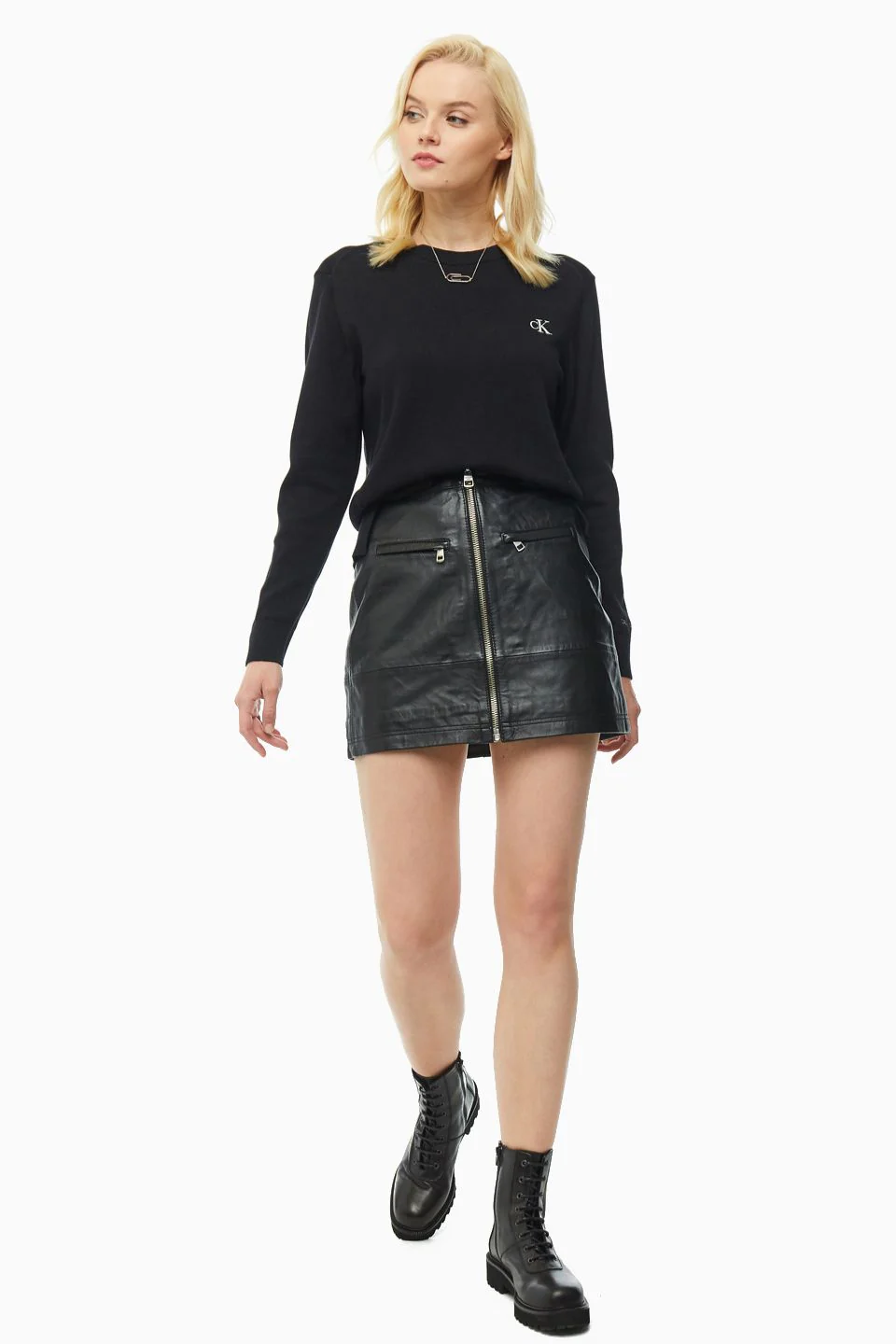 Calvin Klein Jeans - Leather Moto Skirt - Image 5