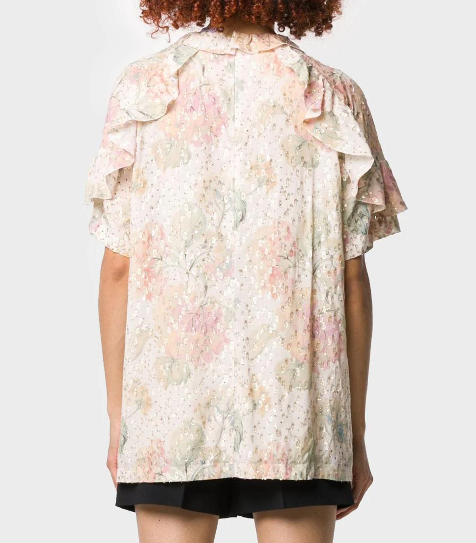 Red Valentino - Metallic Embroidered Floral Blouse - Image 4