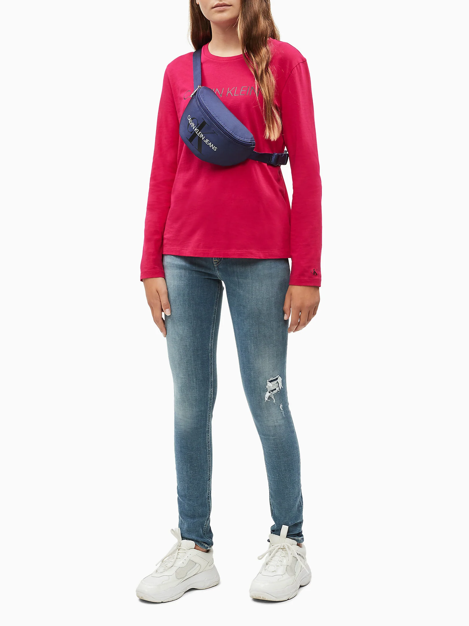 Calvin Klein  - Girls -  Mid Rise Skinny Destructed Jeans - Image 2