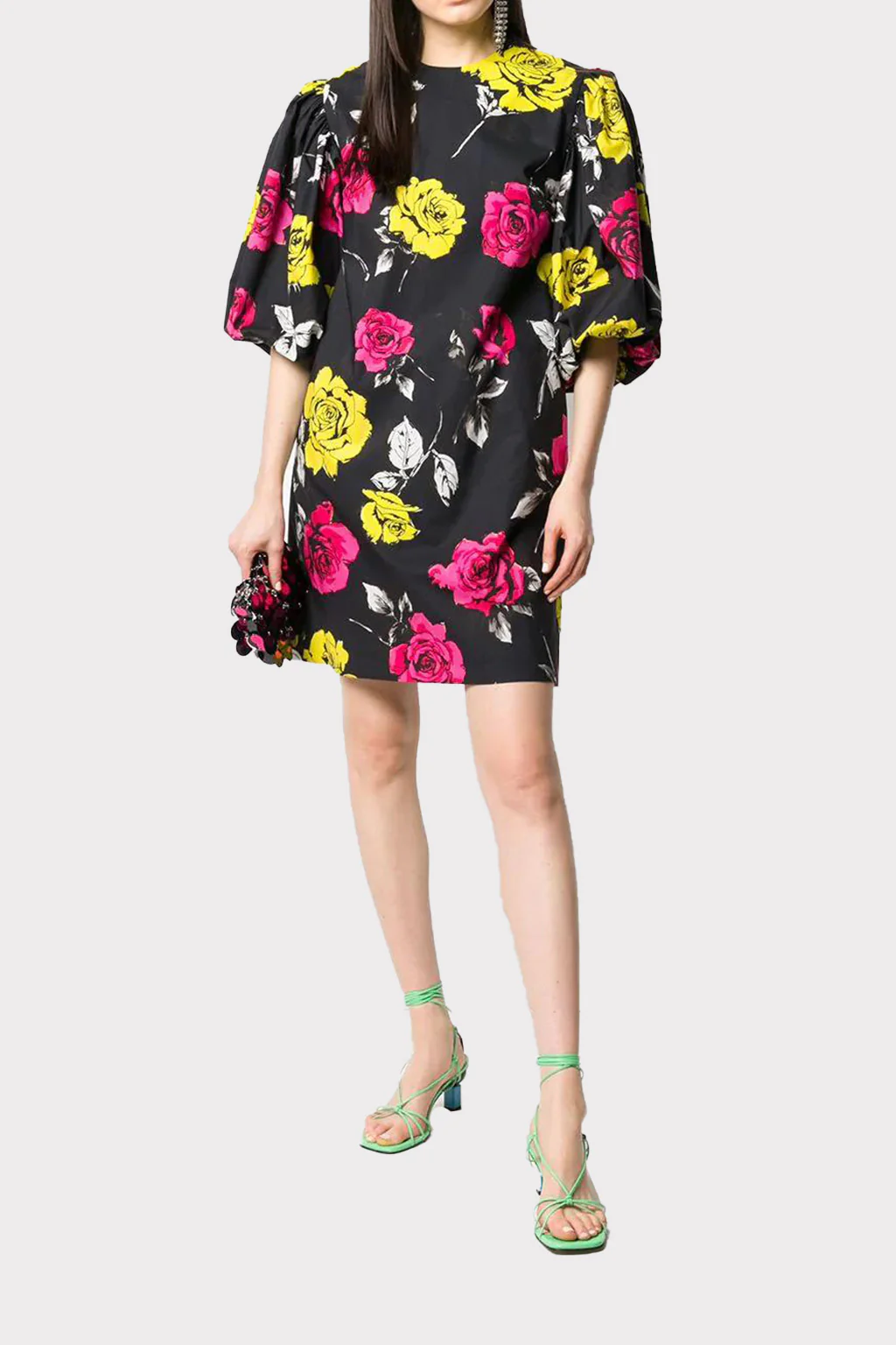 Msgm - Rose-Print Puff Sleeved Dress - Image 2