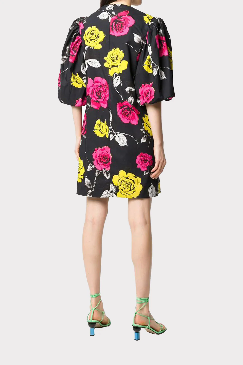Msgm - Rose-Print Puff Sleeved Dress - Image 4