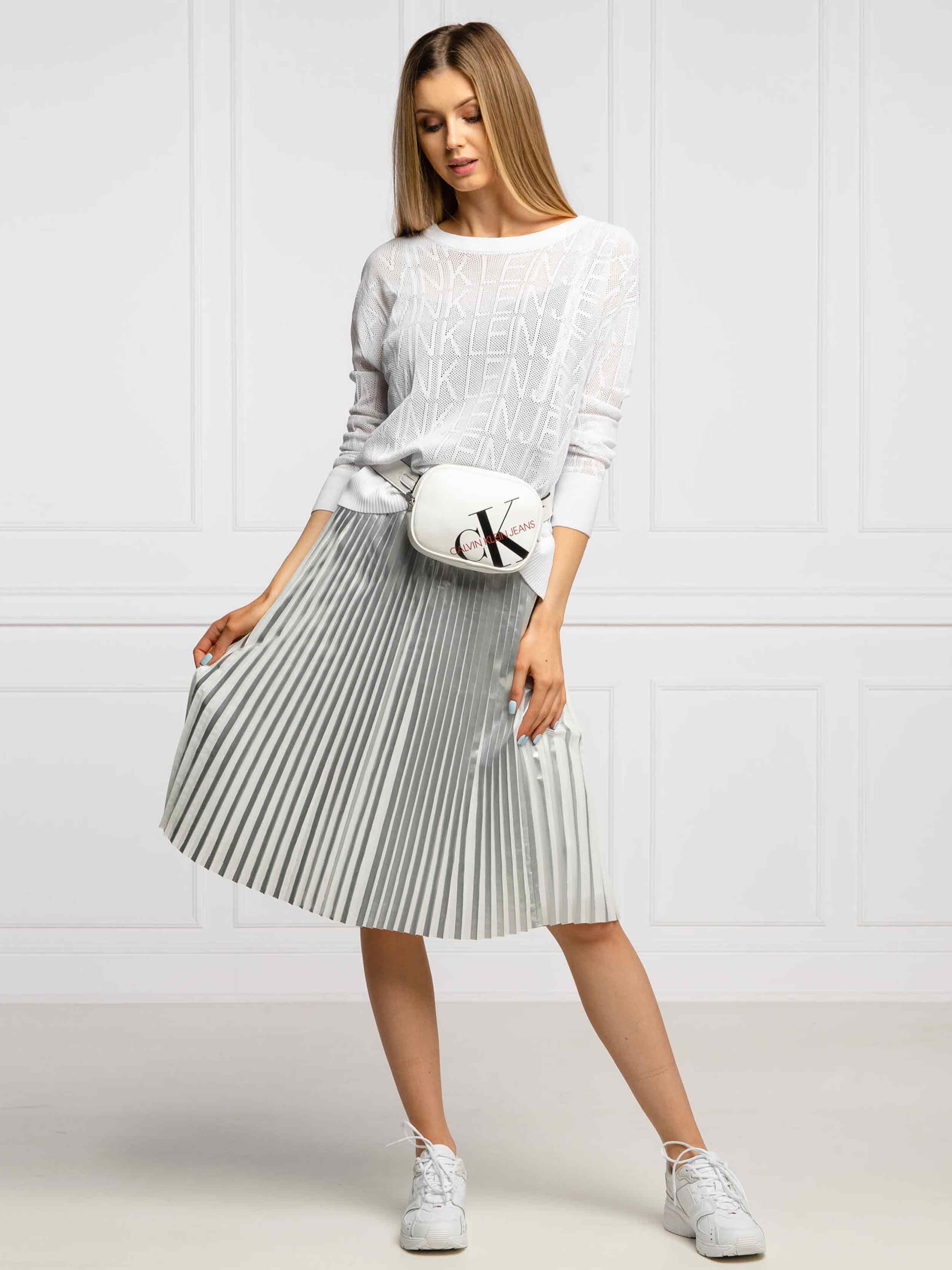Calvin Klein Jeans - Women's Pleated Silver Skirt - Image 2