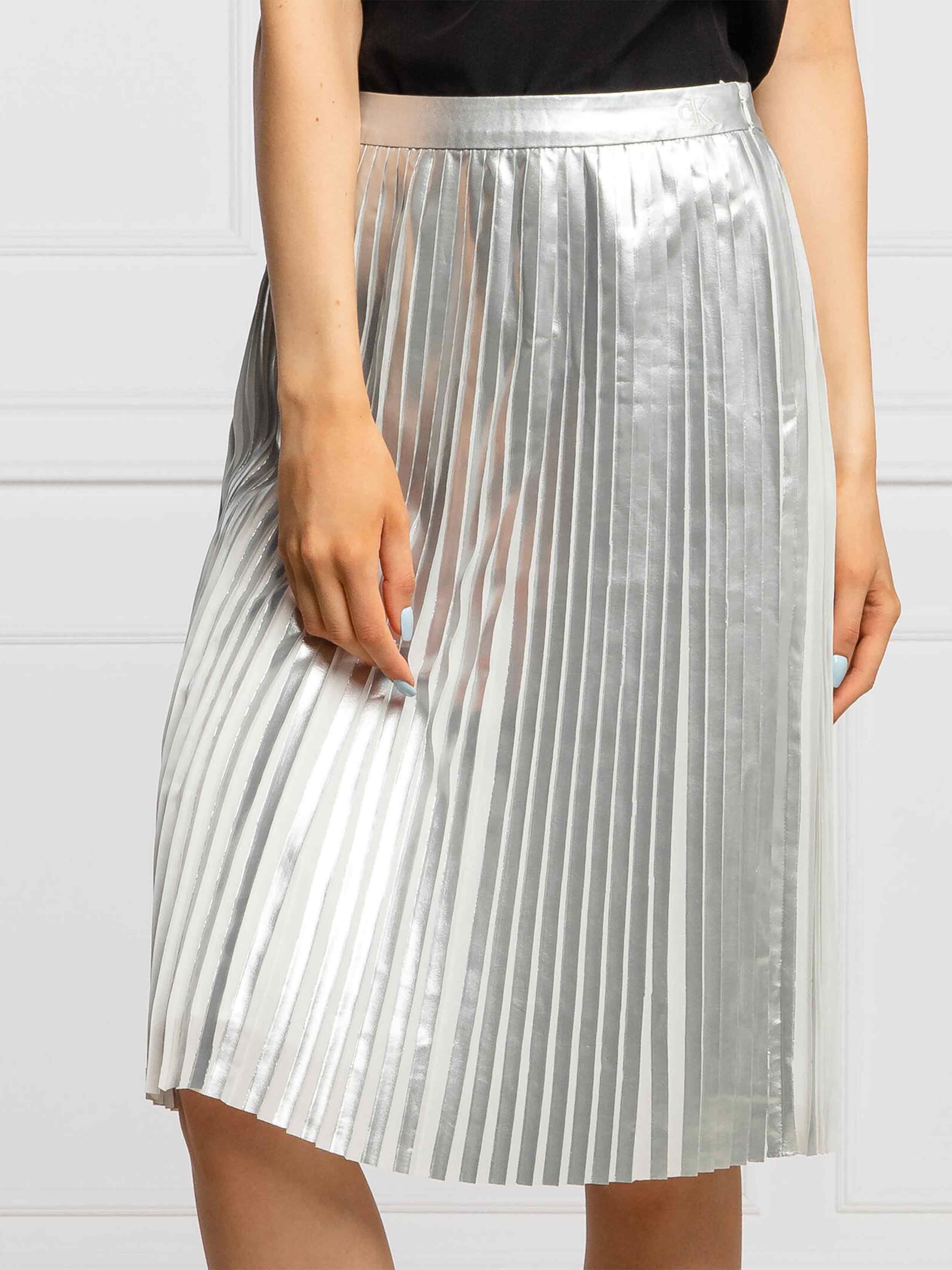 Calvin Klein Jeans - Women's Pleated Silver Skirt - Image 3