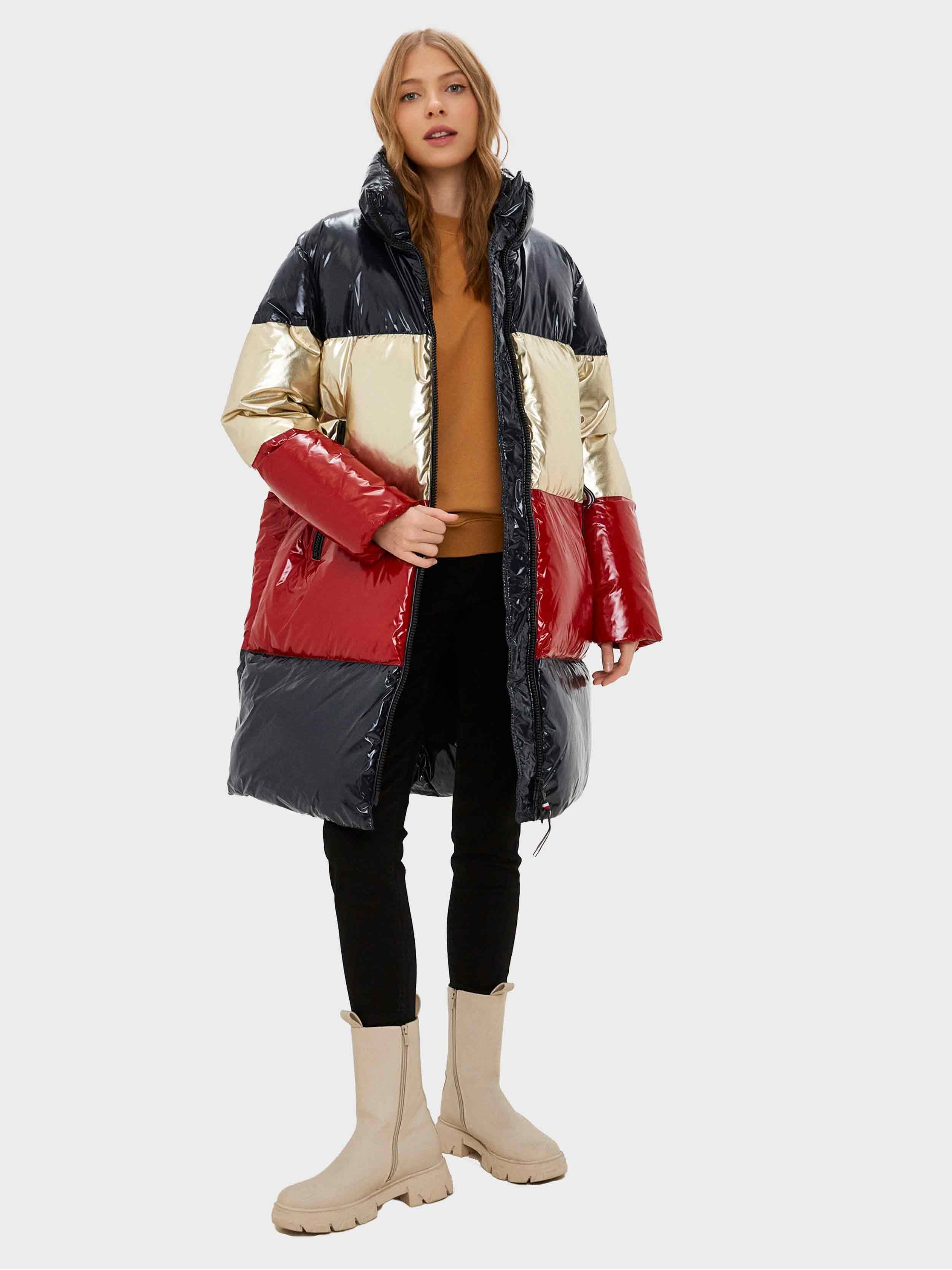 Tommy Hilfiger - Women's Colorblock Down Maxi Jacket Loose Fit - Image 3