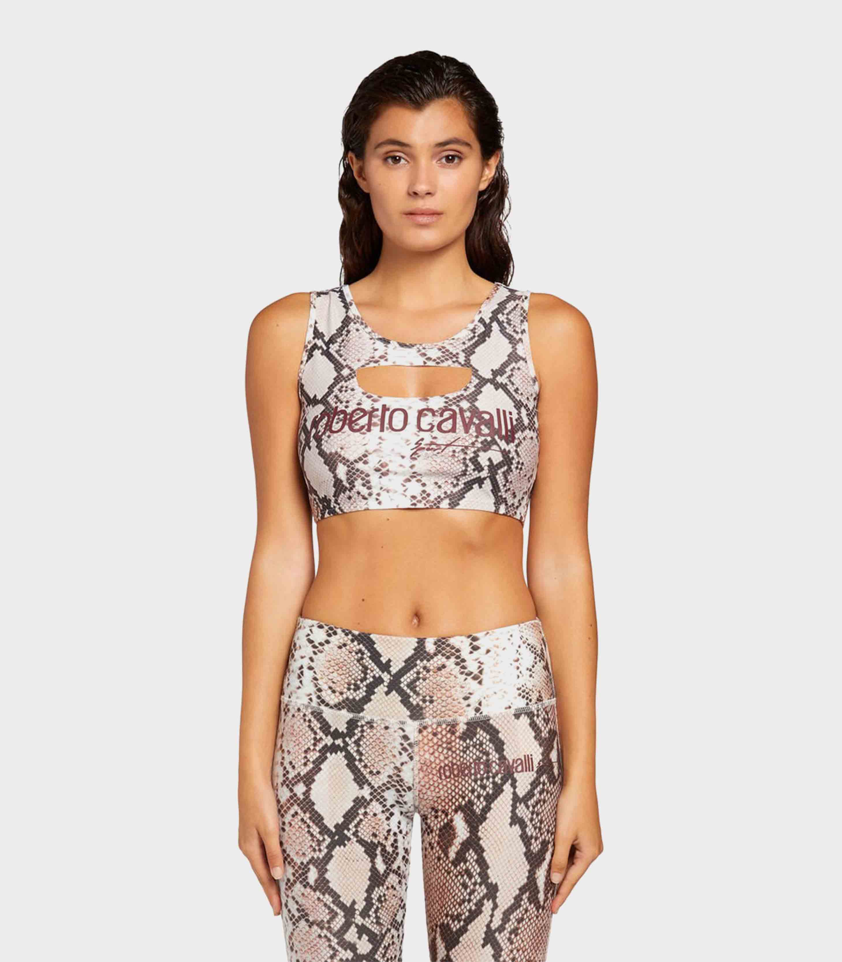 Roberto Cavalli - Women's Logo Snake Print Sports Bra - Image 4
