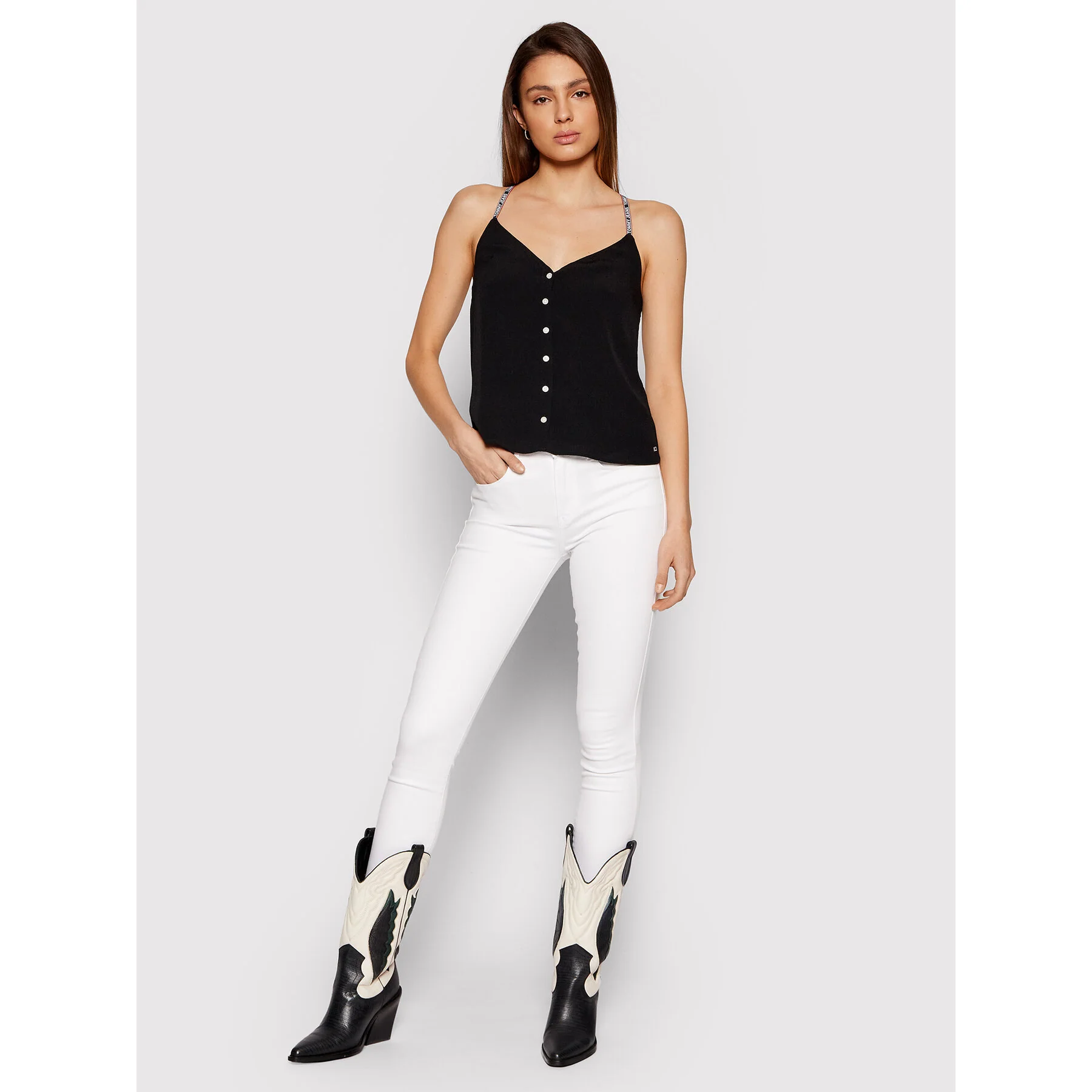 Tommy Hilfiger Jeans - repeat logo tape viscose camisole - women - Image 2