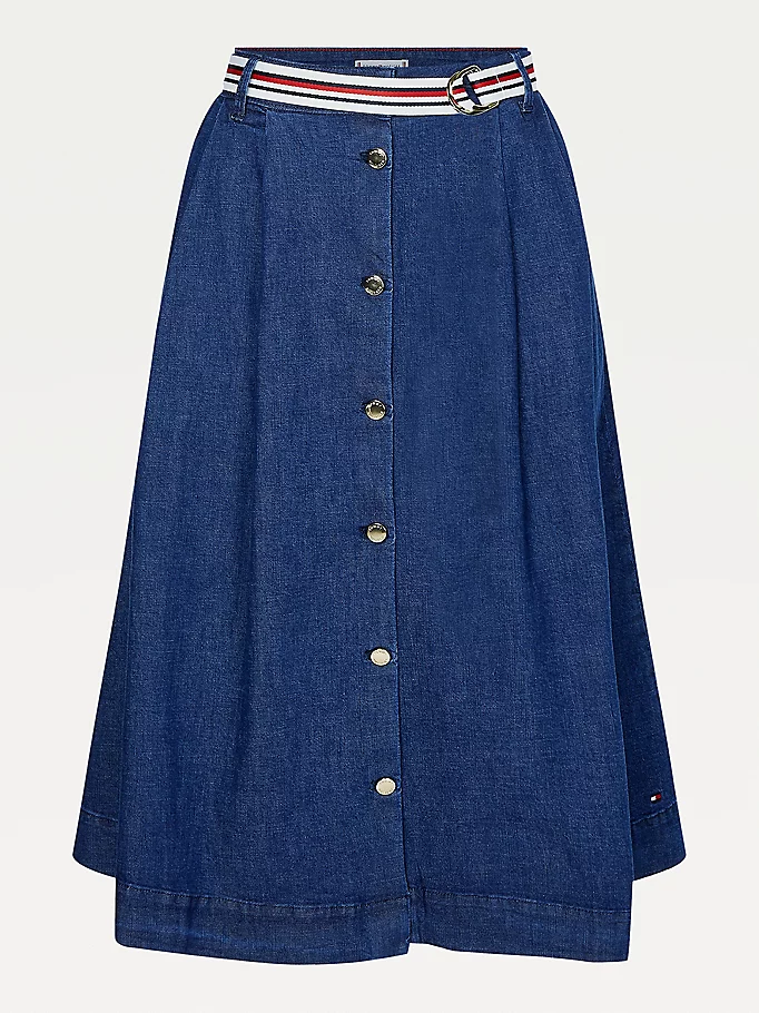 Tommy hilfiger - signature tape belt denim midi skirt - women - Image 2