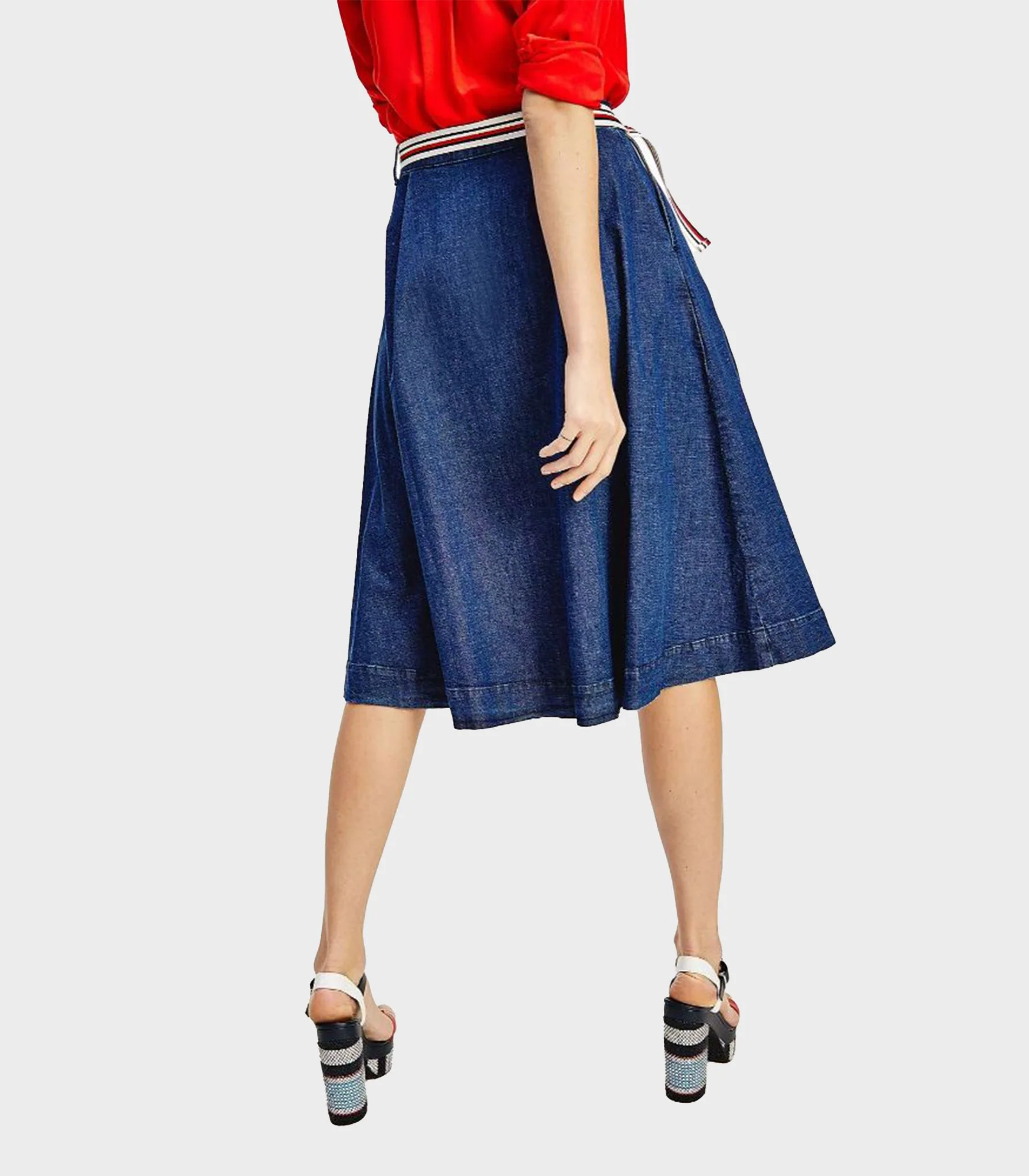 Tommy hilfiger - signature tape belt denim midi skirt - women - Image 6