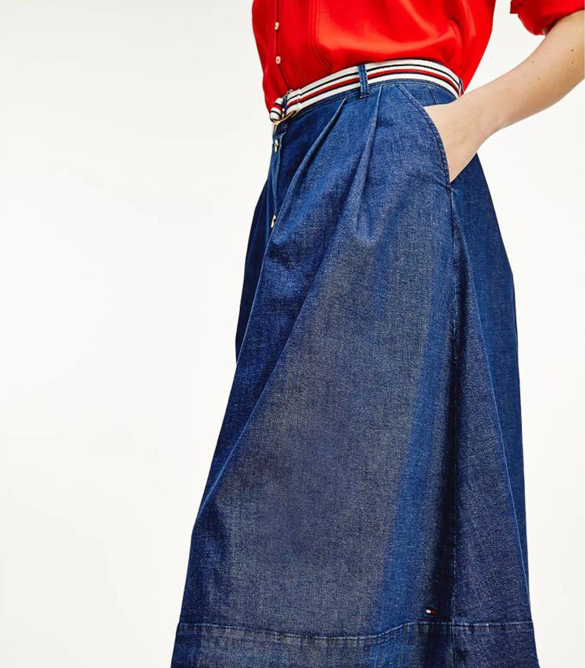 Tommy hilfiger - signature tape belt denim midi skirt - women - Image 7