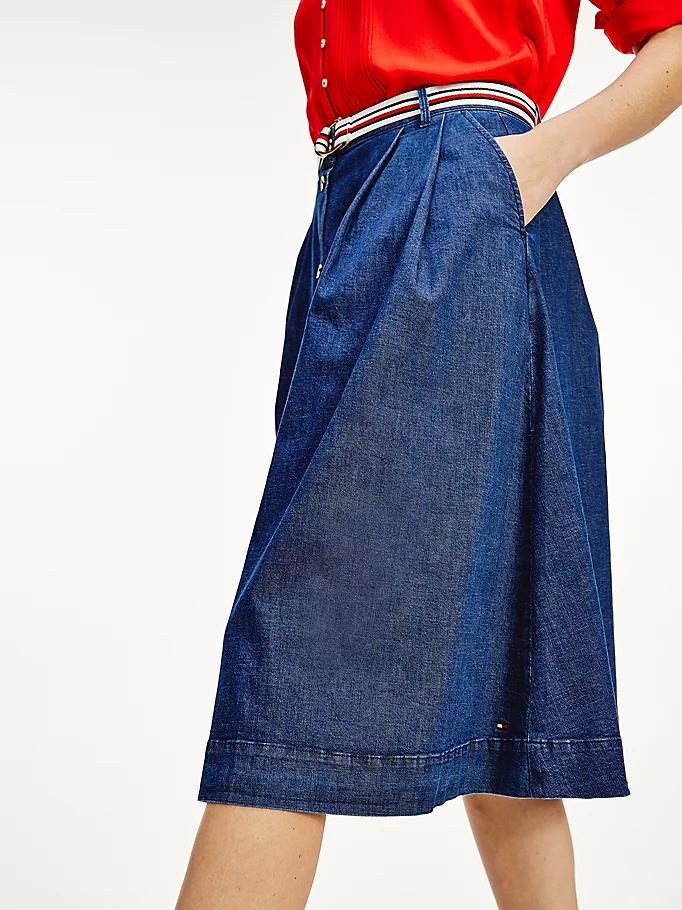 Tommy hilfiger - signature tape belt denim midi skirt - women - Image 8