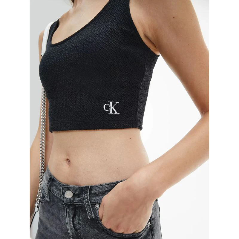 Calvin Klein Jeans - slub rib cropped strappy top , style j20j215703 - women - Image 3