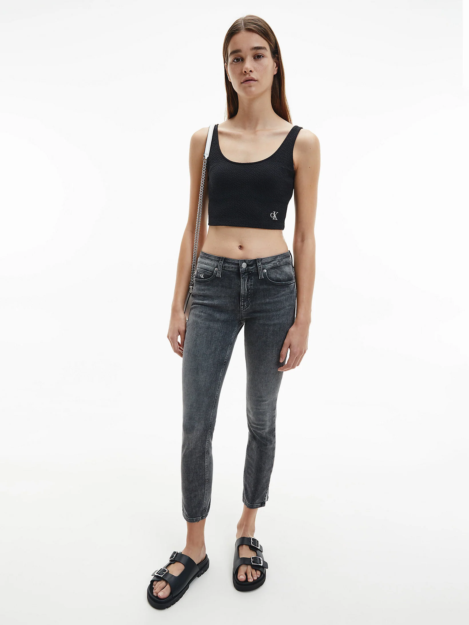 Calvin Klein Jeans - slub rib cropped strappy top , style j20j215703 - women - Image 5