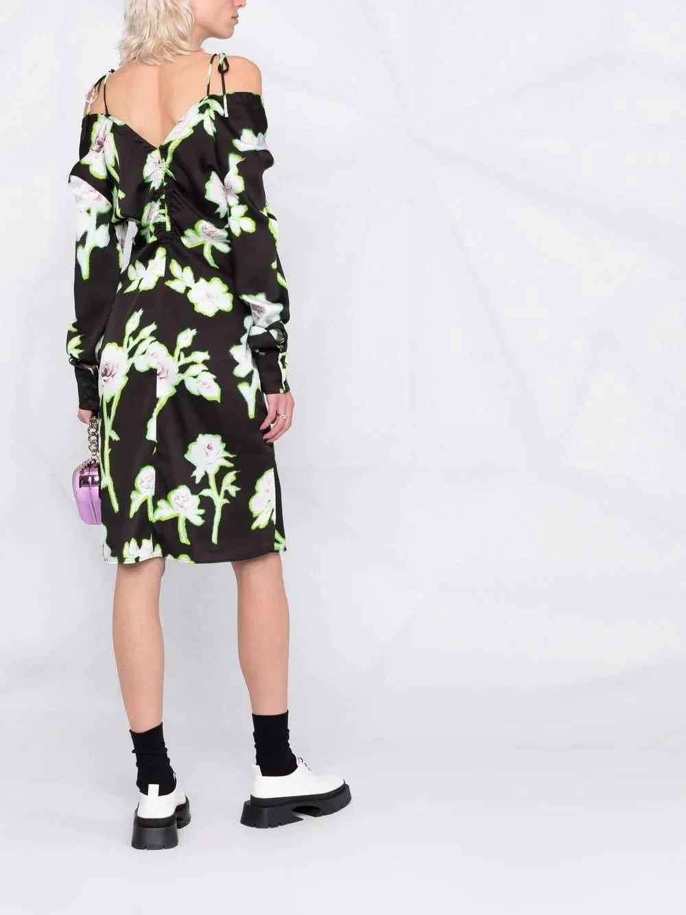 Msgm - Flower Print Combined Dress - Image 6
