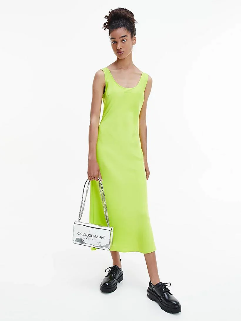 Calvin Klein Jeans - satin logo sleeveless midi dress - women - Image 2