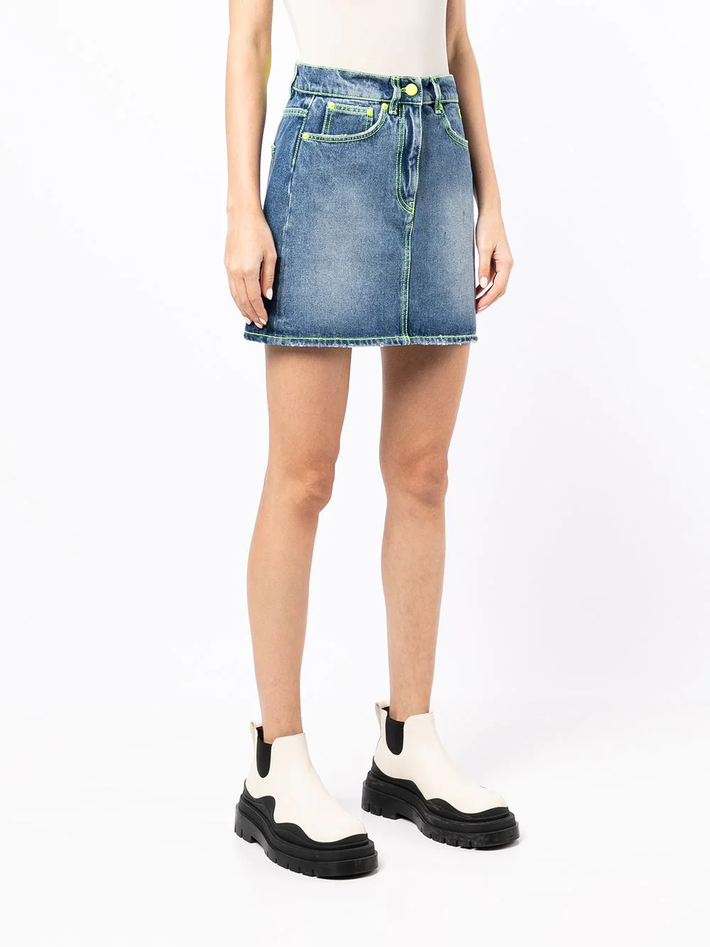 MSGM - Faded-Effect Denim Skirt - Image 4