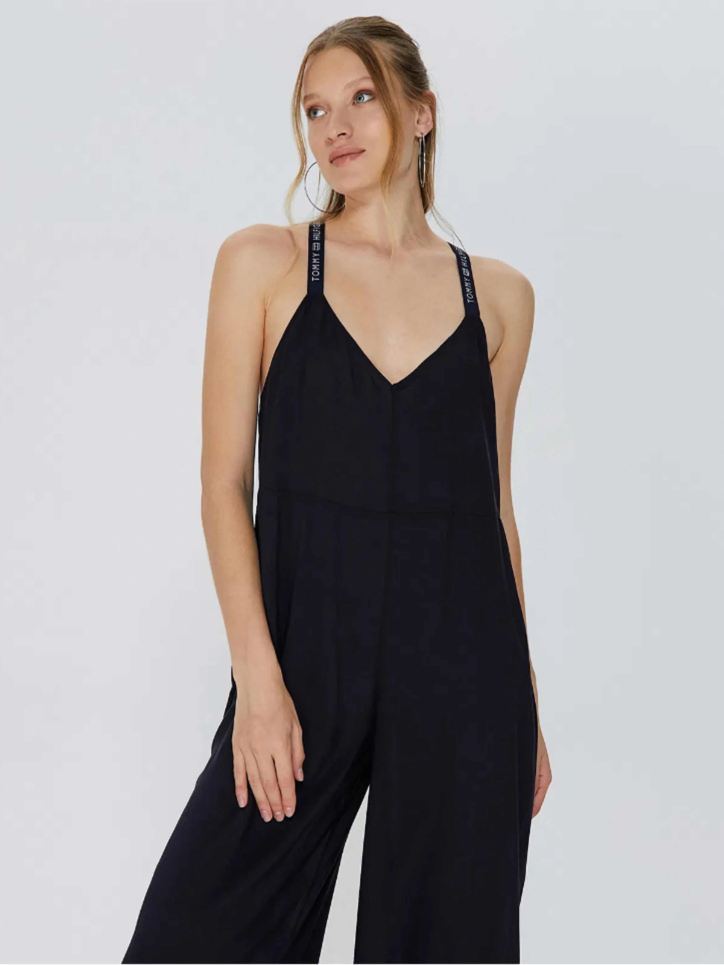 Tommy Hilfiger - Women's Logo Crossover Strap V-Neck Jumpsuit - Image 2