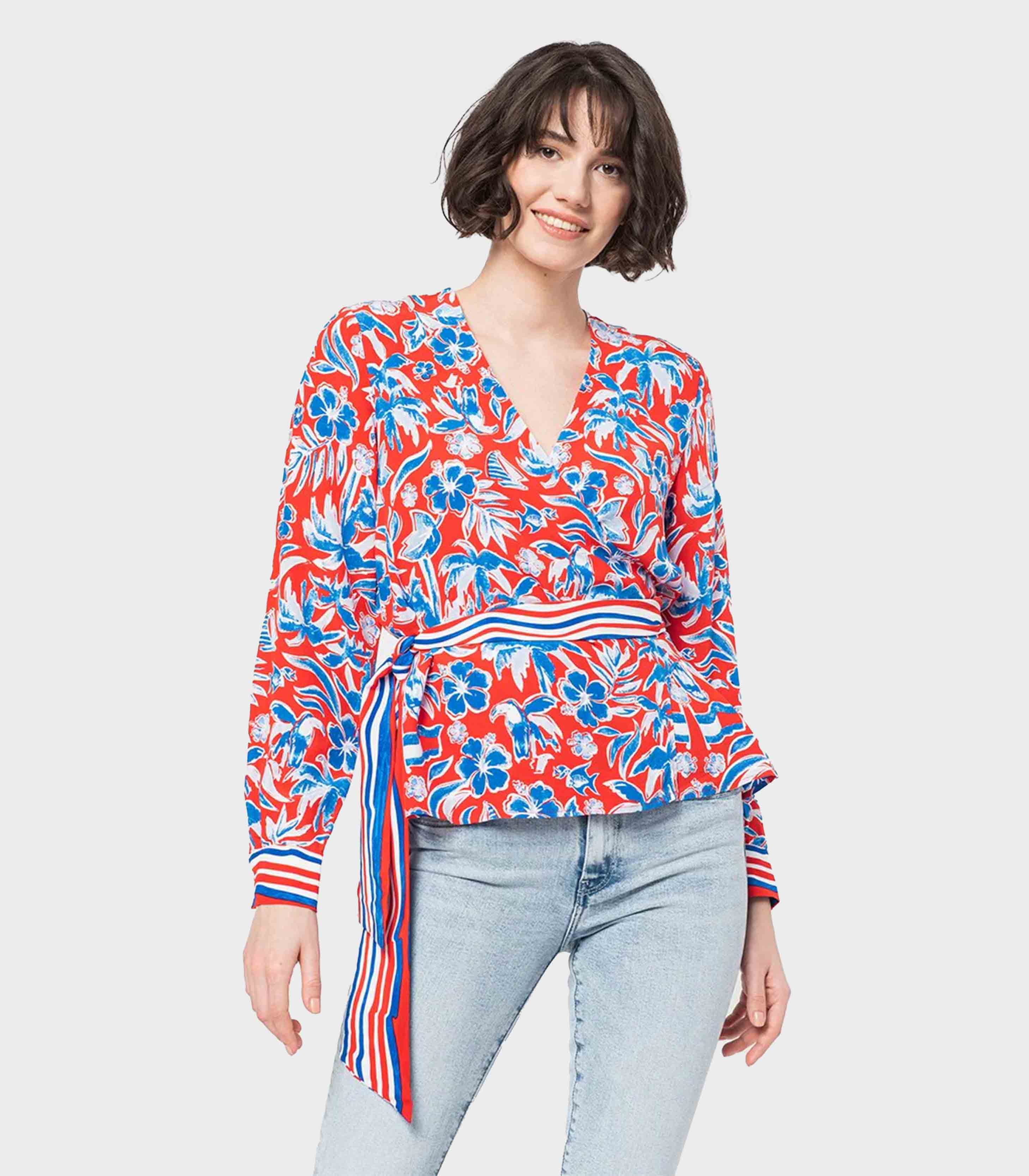 Tommy Hilfiger - Scarf Print Regular Fit Wrap Blouse - Image 2