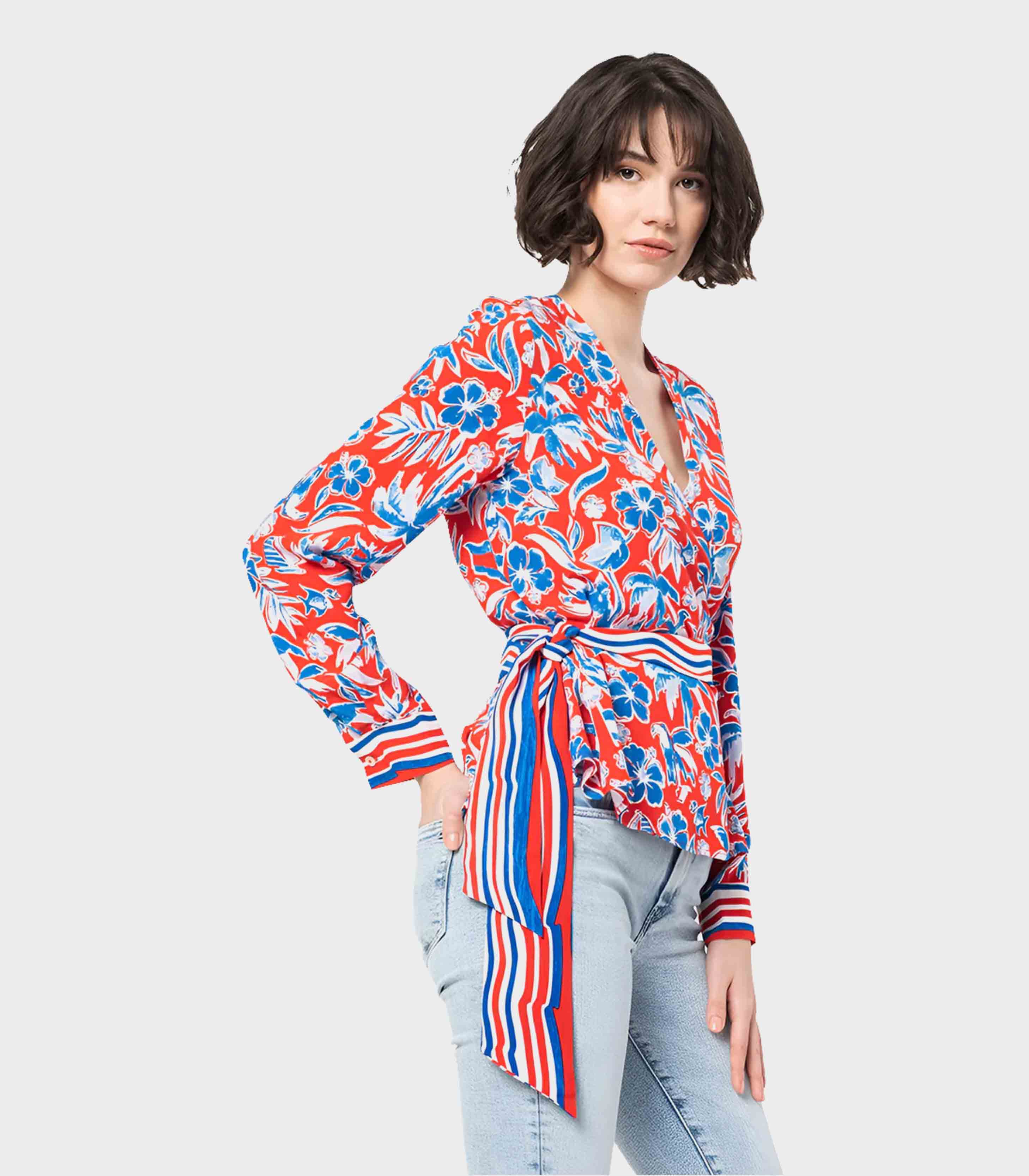 Tommy Hilfiger - Scarf Print Regular Fit Wrap Blouse - Image 4