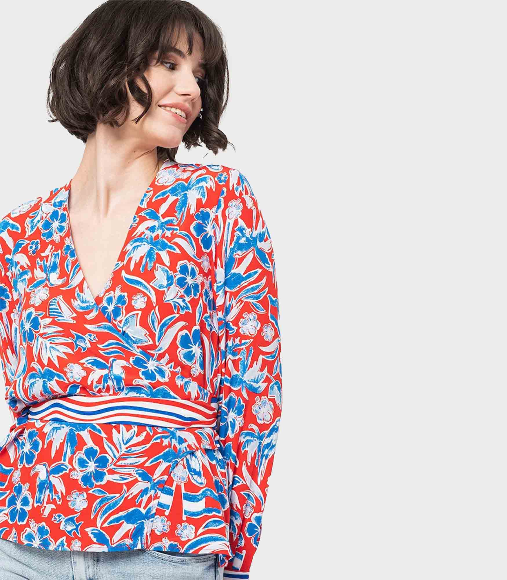 Tommy Hilfiger - Scarf Print Regular Fit Wrap Blouse - Image 5
