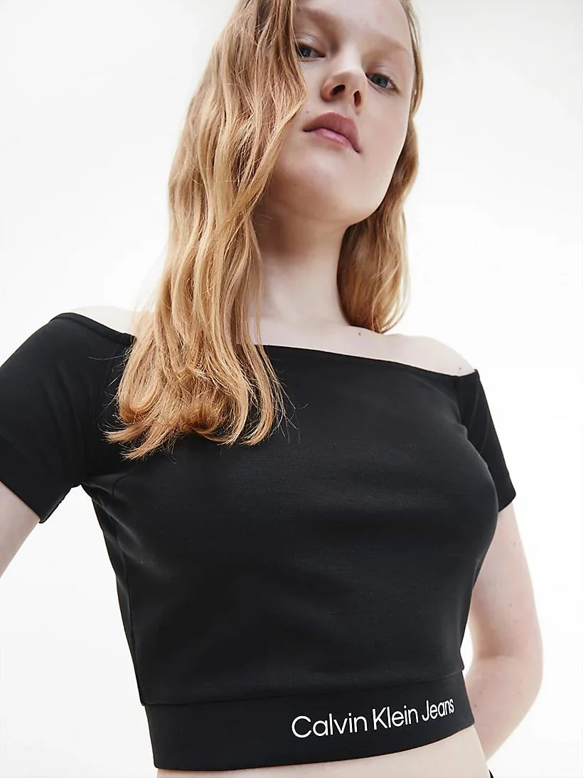 Calvin Klein Jeans - Recycled Off - Shoulder Top Slim Fit Cropped - Image 5