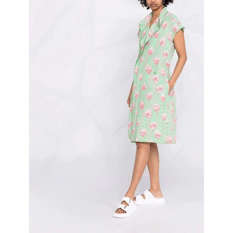 Kenzo - Tulip-Print Gingham Midi Dress - Image 6