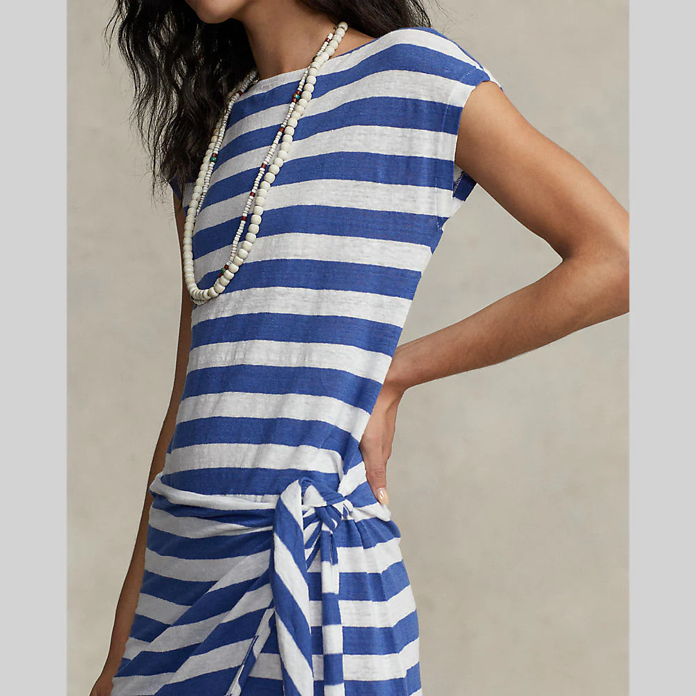 Polo Ralph Lauren - Striped Wrap-Detail Jersey Dress - Image 6