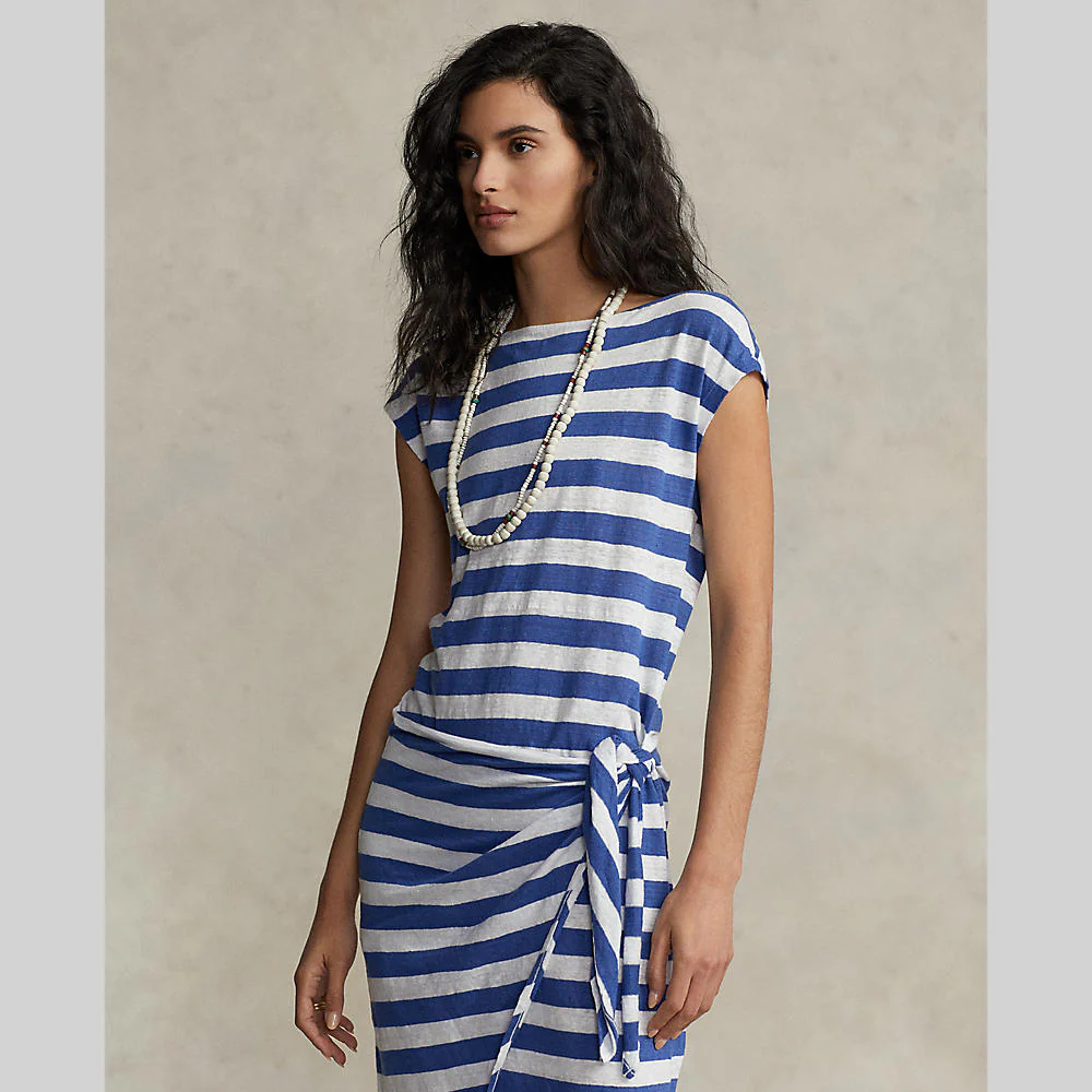 Polo Ralph Lauren - Striped Wrap-Detail Jersey Dress - Image 7