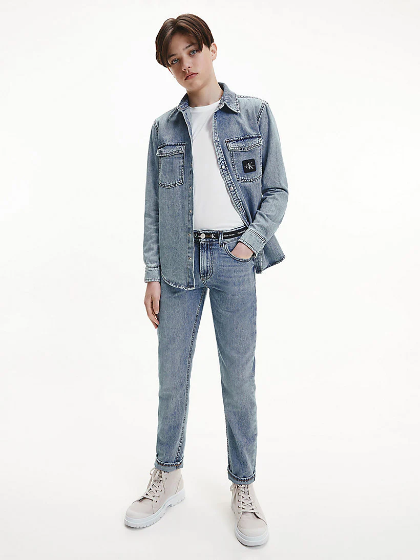 Calvin Klein  - Boys -  Logo Tape Straight Jeans - Image 3