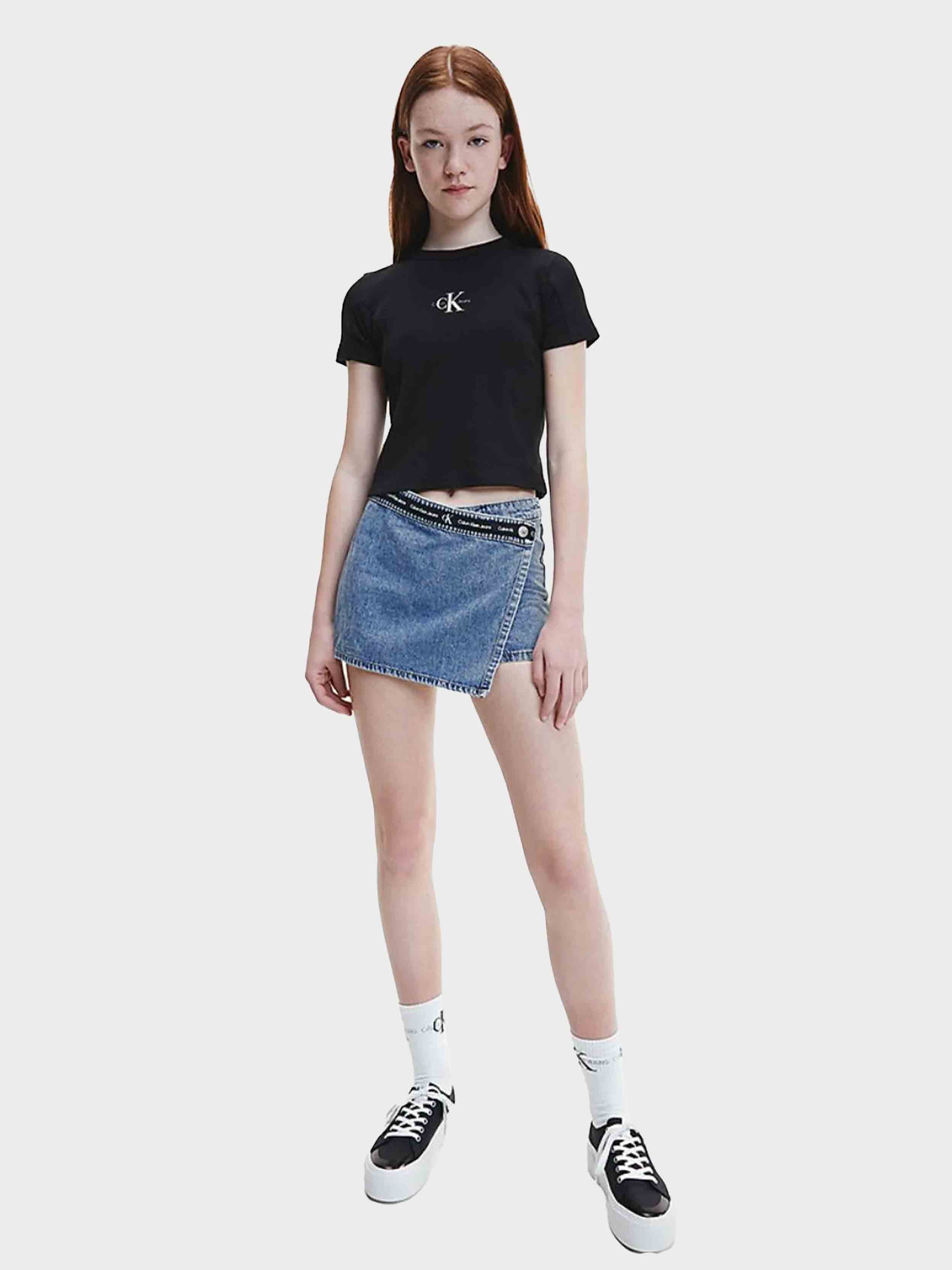Calvin Klein - Girls' Logo Tape Denim Skort - Image 2