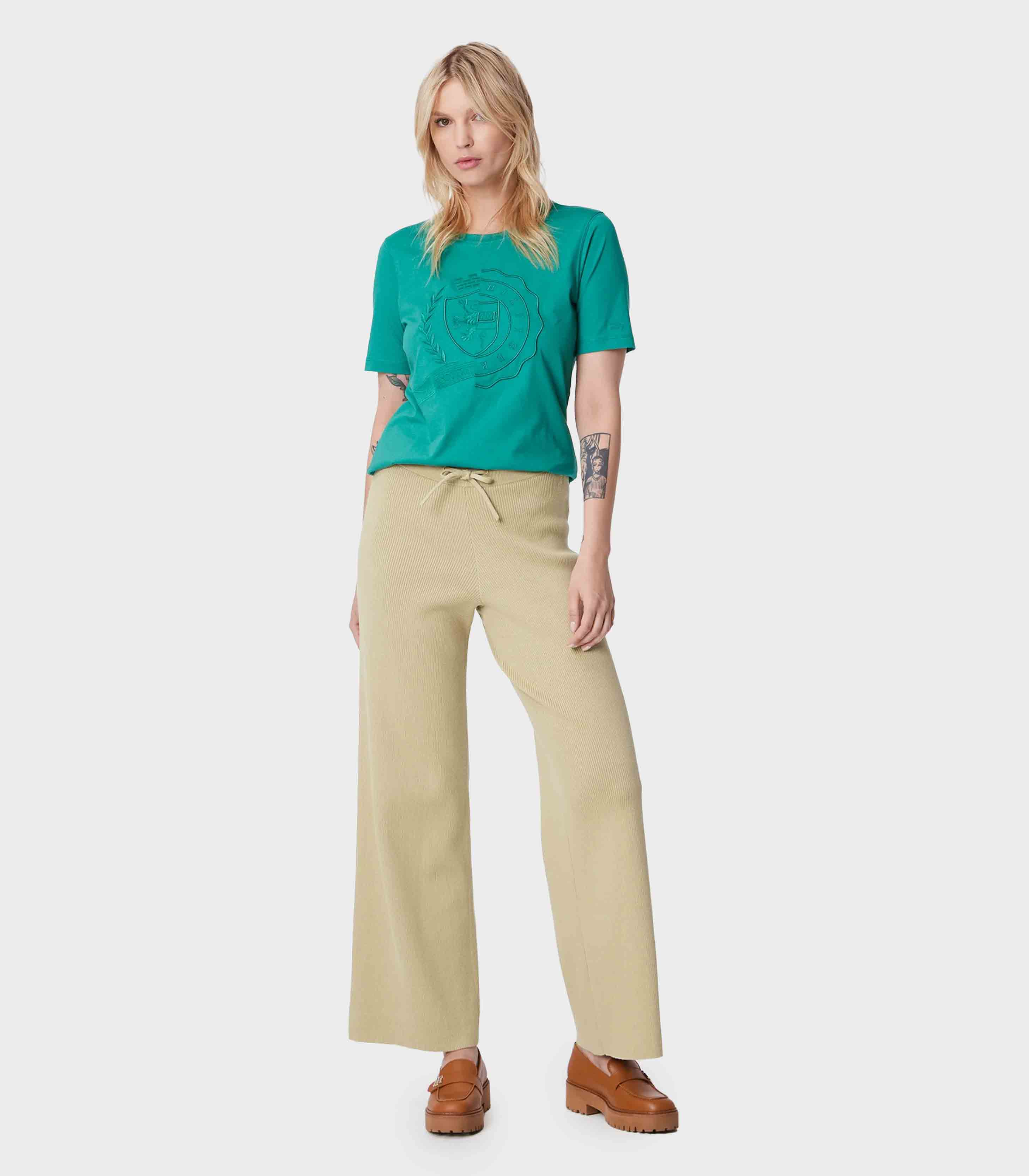Tommy Hilfiger - Ribbed Organic Cotton Wide Leg Relaxed Fit Trousers - Image 2