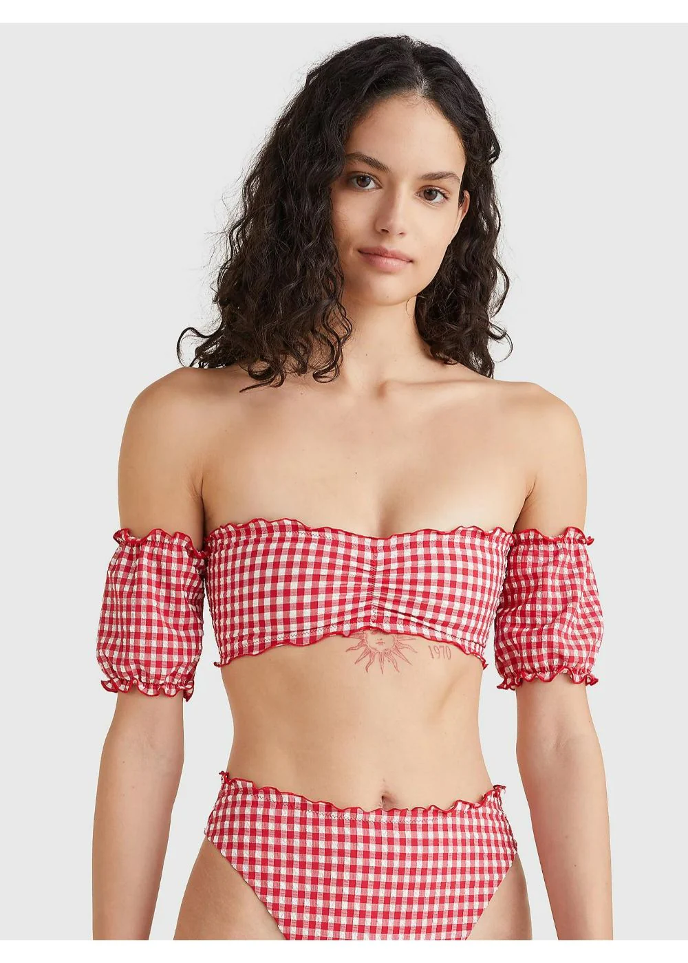 Tommy Hilfiger - Gingham Self-Tie Bandeau Bikini Top - Image 3