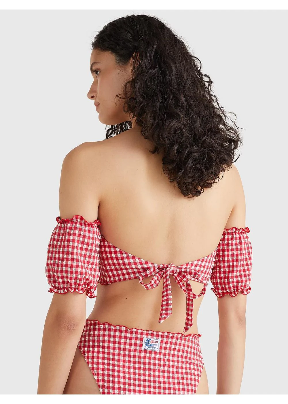 Tommy Hilfiger - Gingham Self-Tie Bandeau Bikini Top - Image 5