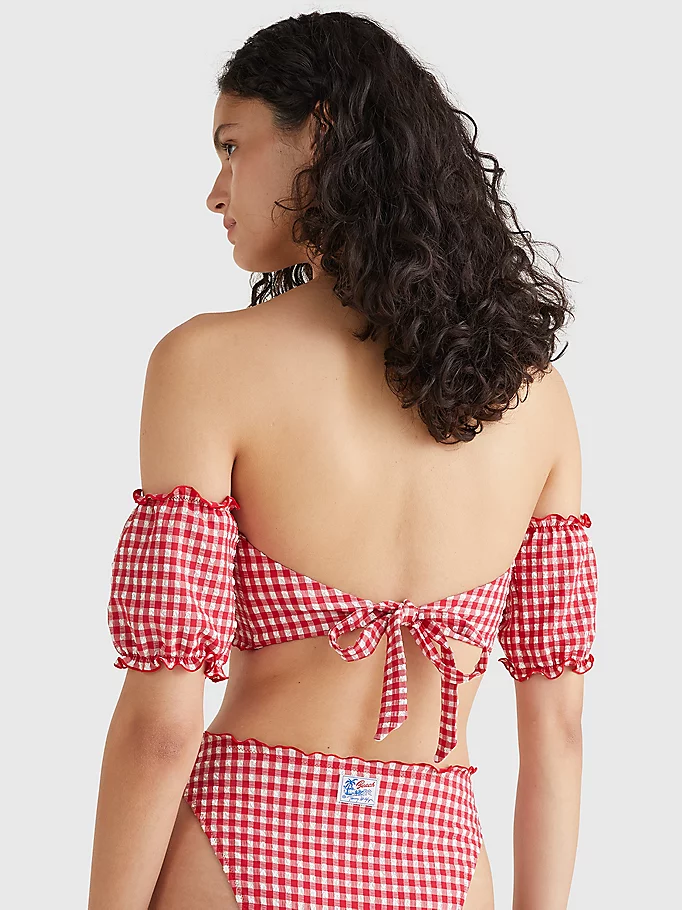 Tommy Hilfiger - Gingham Self-Tie Bandeau Bikini Top - Image 7