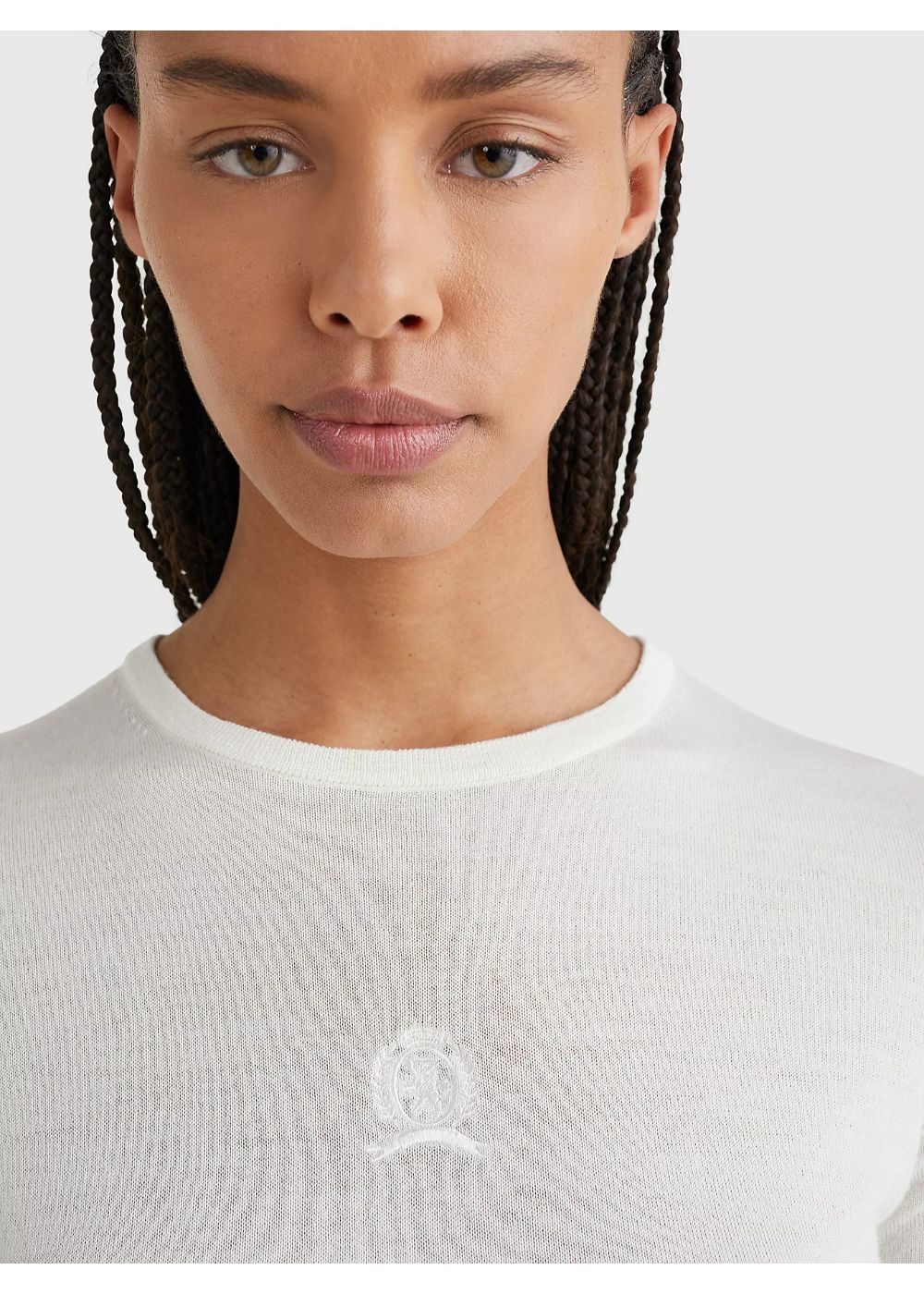 Tommy hilfiger - crest embroidery wool silk regular fit t-shirt - women - Image 10
