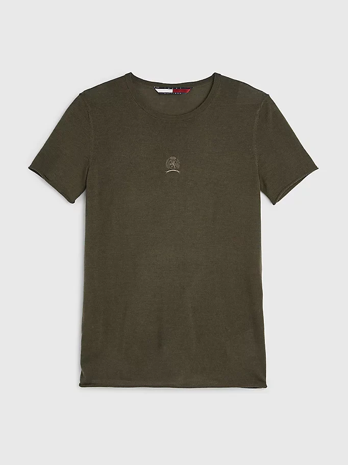 Tommy hilfiger - crest embroidery wool silk regular fit t-shirt - women - Image 2