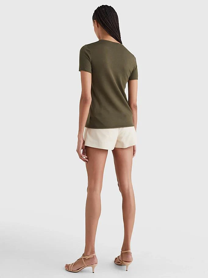 Tommy hilfiger - crest embroidery wool silk regular fit t-shirt - women - Image 5