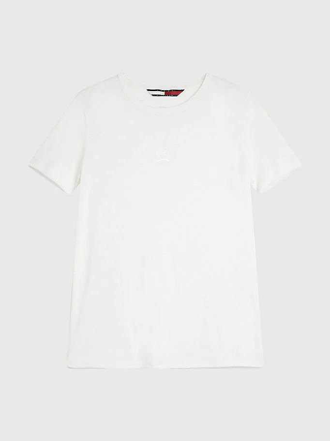 Tommy hilfiger - crest embroidery wool silk regular fit t-shirt - women - Image 8