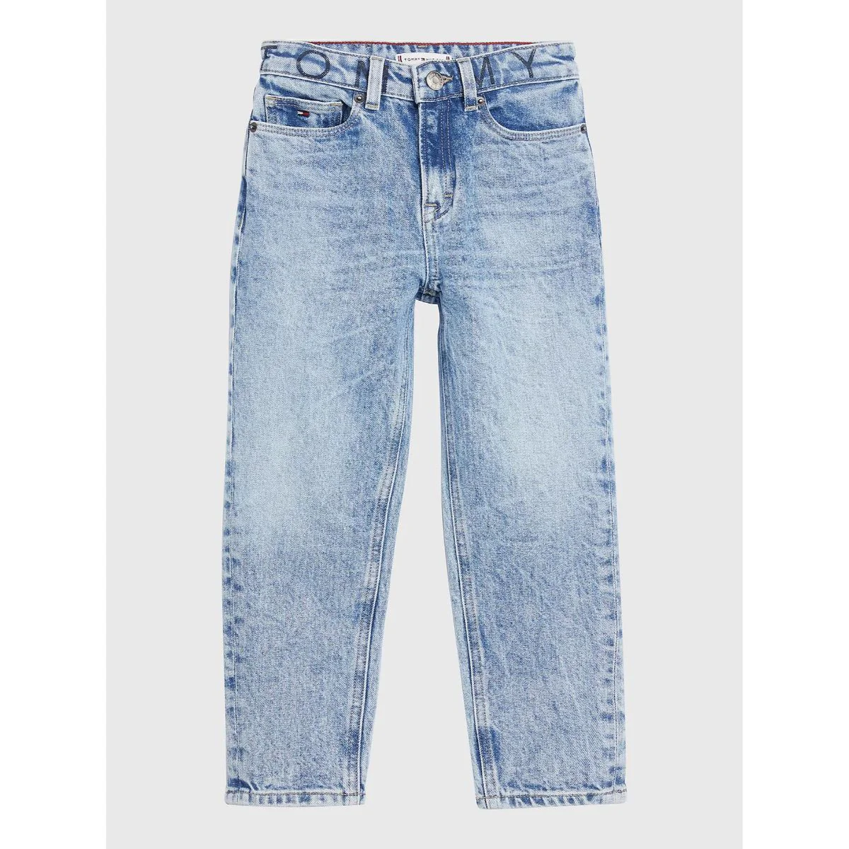 Tommy Hilfiger  - Girls -  High Rise Tapered Logo Waist Jeans - Image 3
