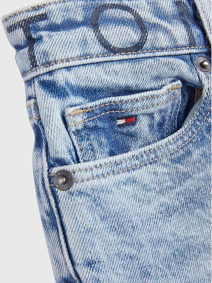Tommy Hilfiger  - Girls -  High Rise Tapered Logo Waist Jeans - Image 5