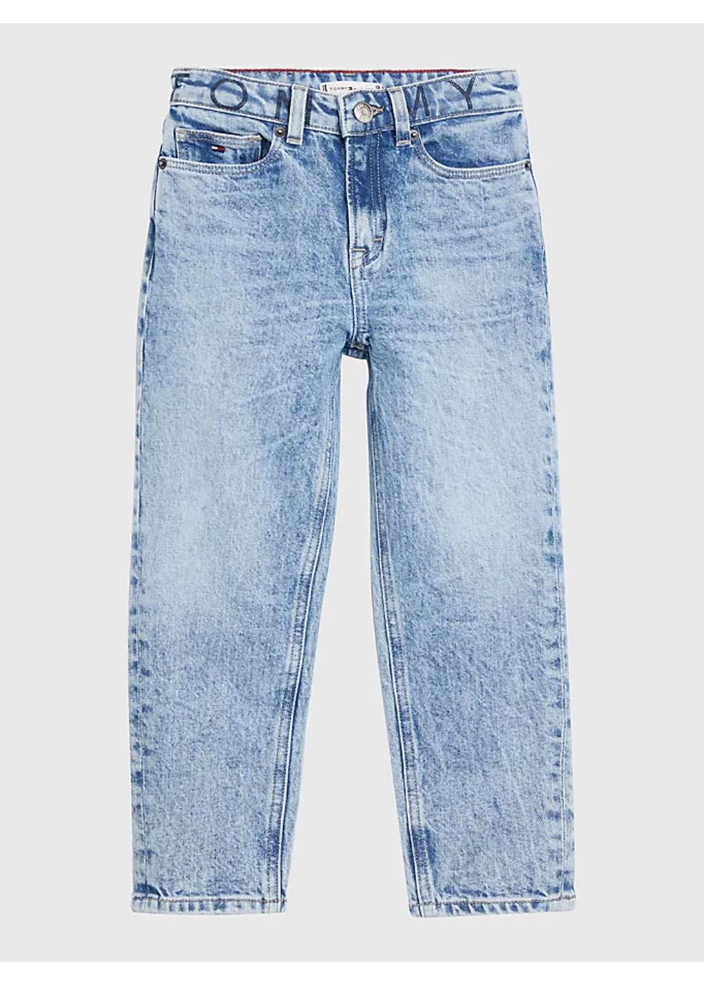 Tommy Hilfiger  - Girls -  High Rise Tapered Logo Waist Jeans - Image 7