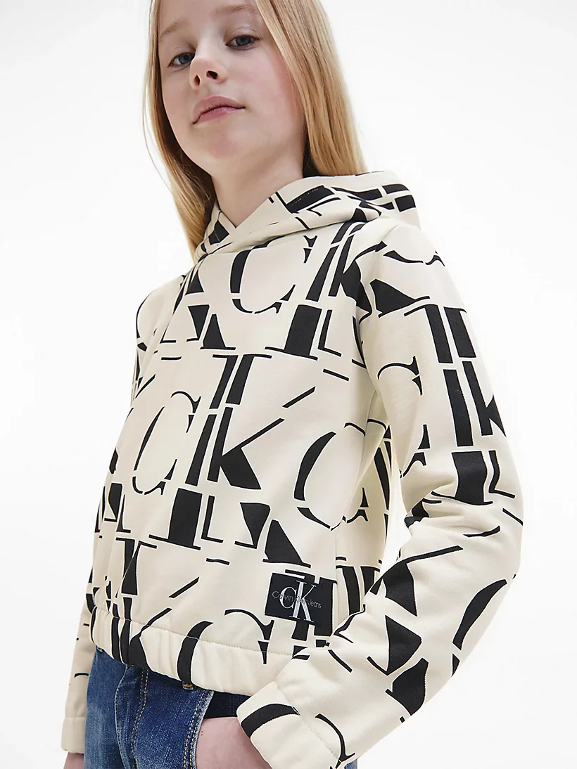 Calvin Klein  - Girls -  Monogram Logo Printed Hoodie Regular Fit - Image 3