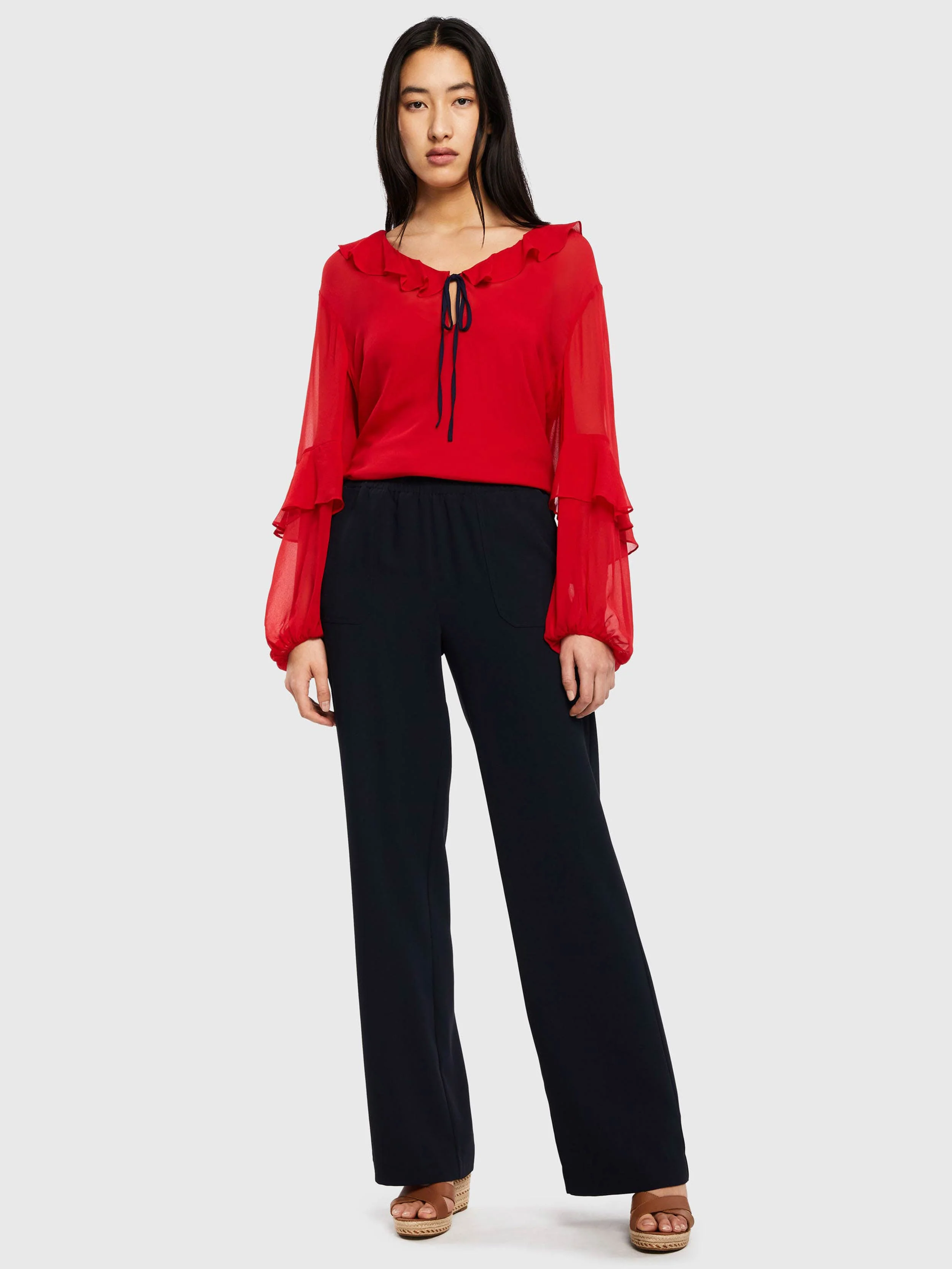 Tommy Hilfiger - Women's Sheer Ruffle Relaxed Fit Blouse - Image 2