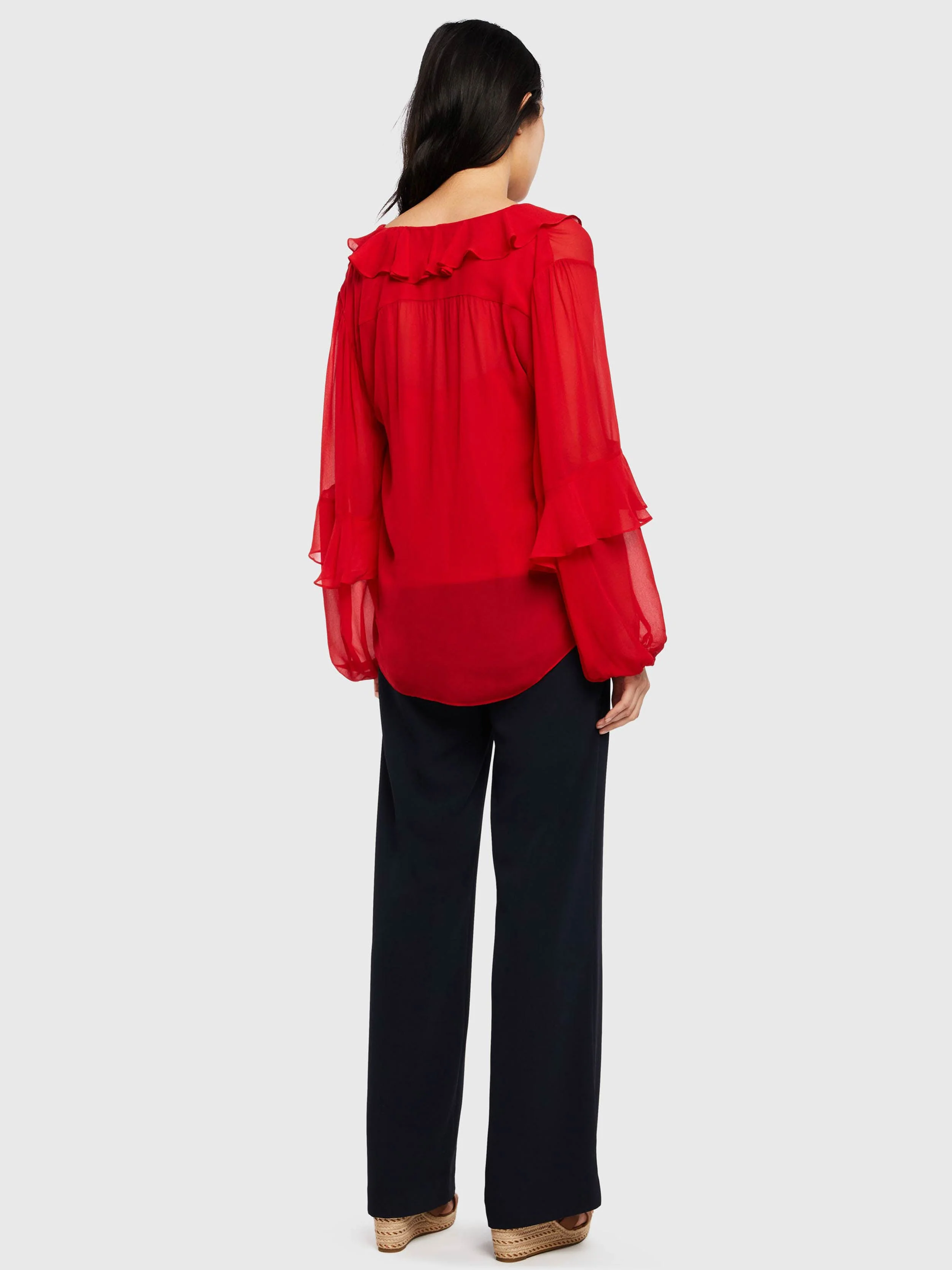 Tommy Hilfiger - Women's Sheer Ruffle Relaxed Fit Blouse - Image 3